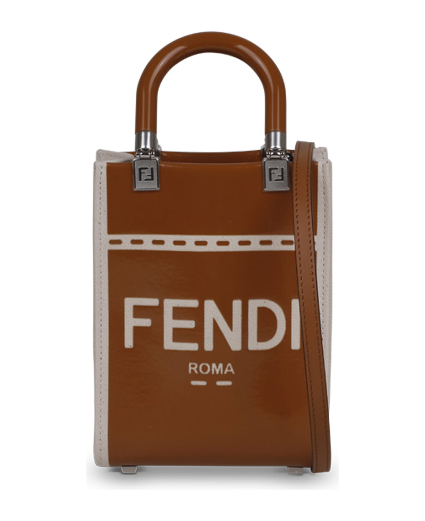 Fendi Sunshine Mini Bag In Canvas And Patent Leather