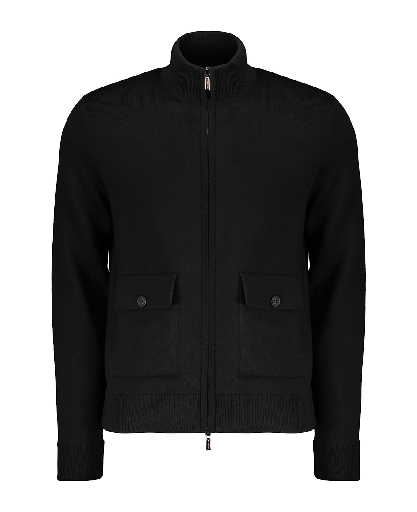 Moorer Elegant Black Knit Cardigan With Zip - black