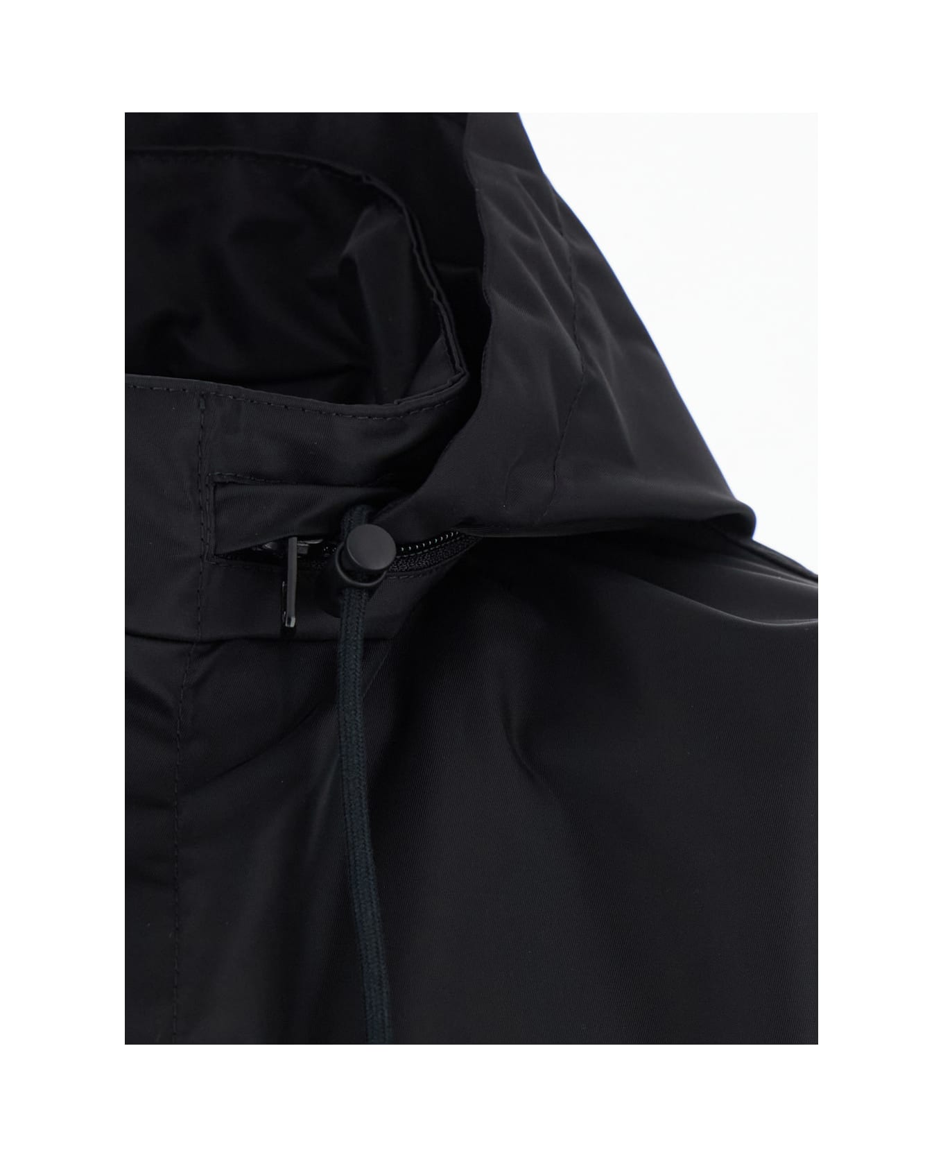 Balenciaga Black Jacket With Drawstring Hood And Maxi Logo Lettering Print On The Rear In Tech Fabric Man - Black
