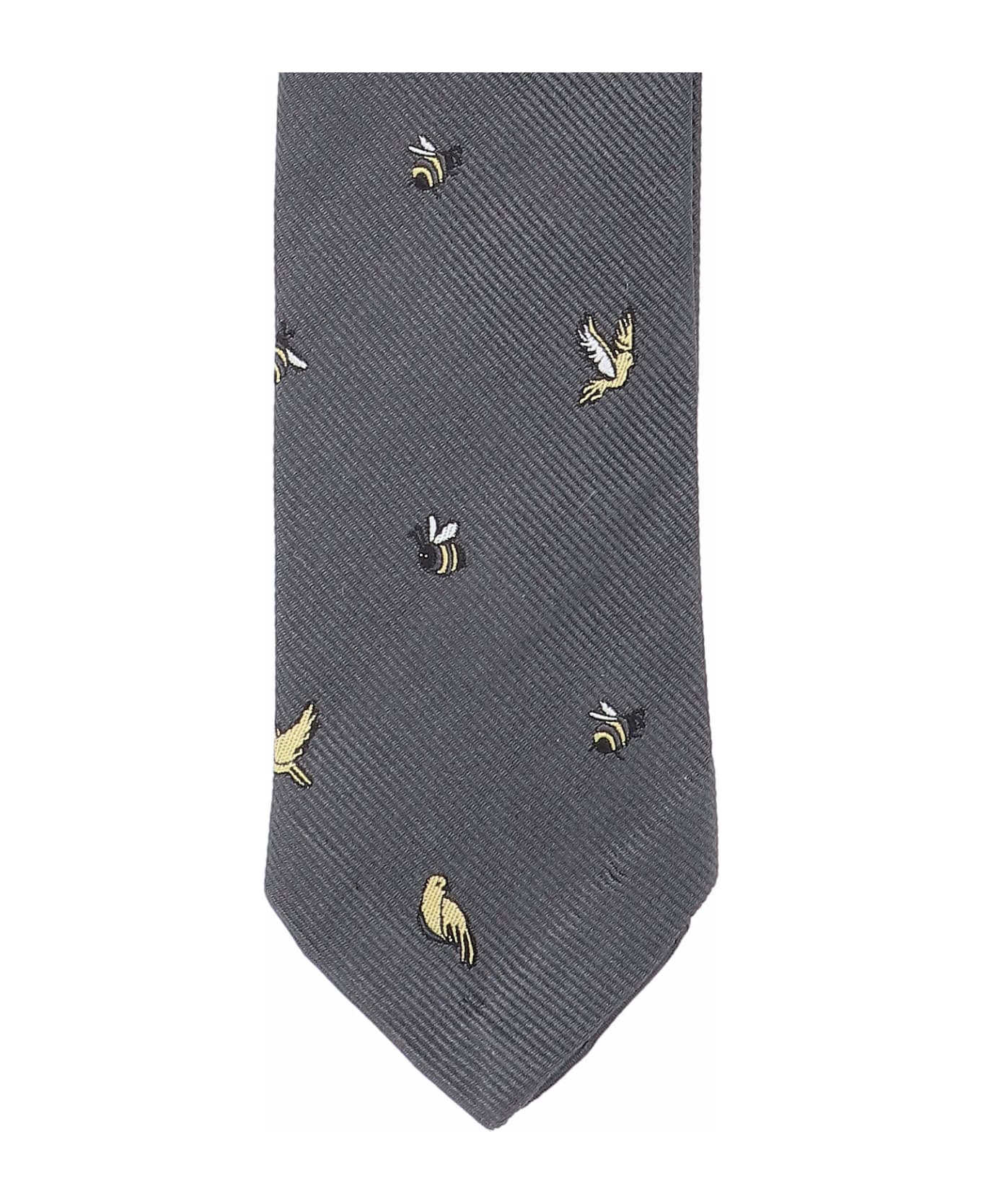 Thom Browne 'bird An Bees Tie - Grey ネクタイ