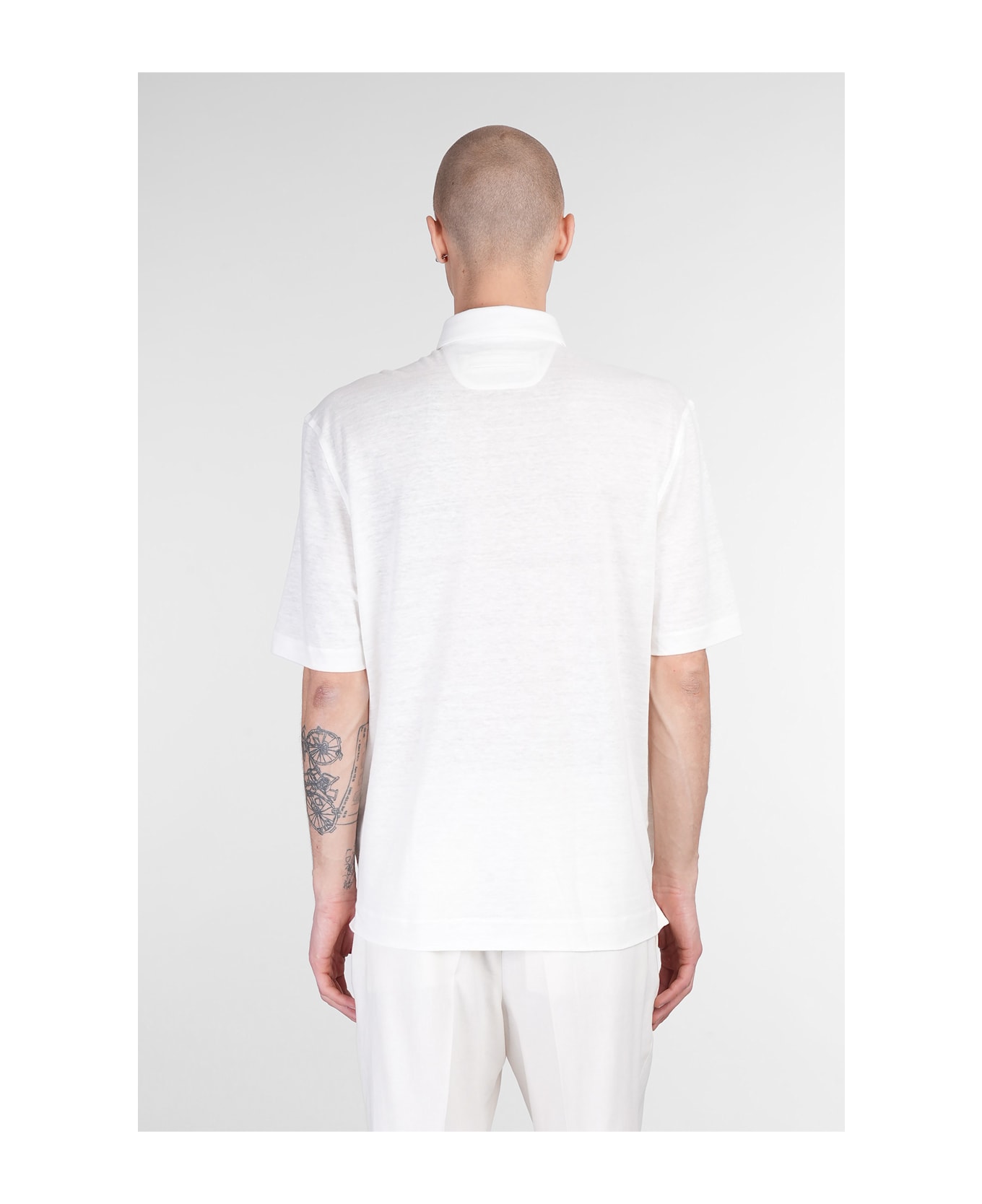 Zegna Polo In Beige Linen - beige