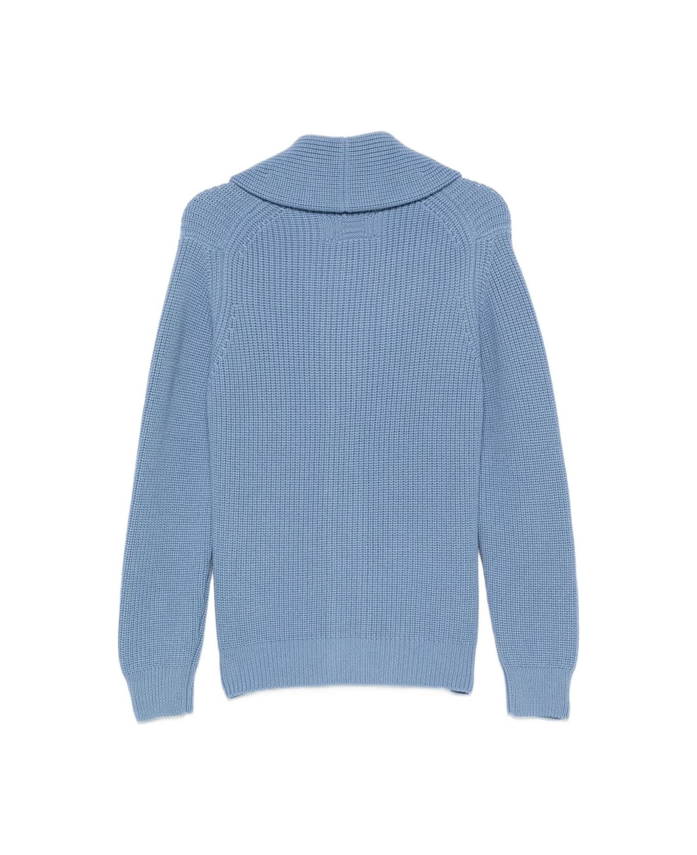 Drumohr Cardigan With Shawl Neck And Patch Pockets - Blue