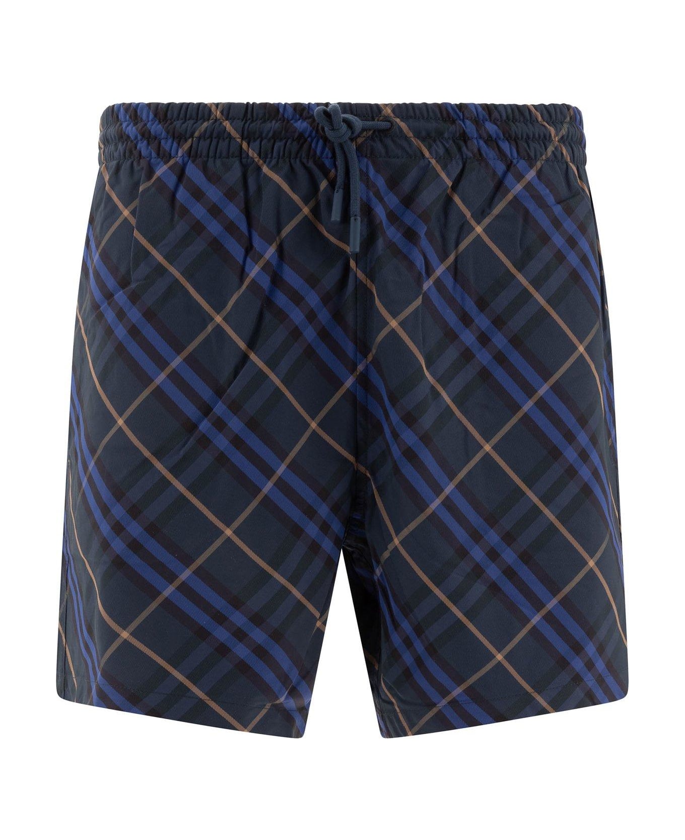 Burberry Checkered Drawstring Swim Shorts - Blu