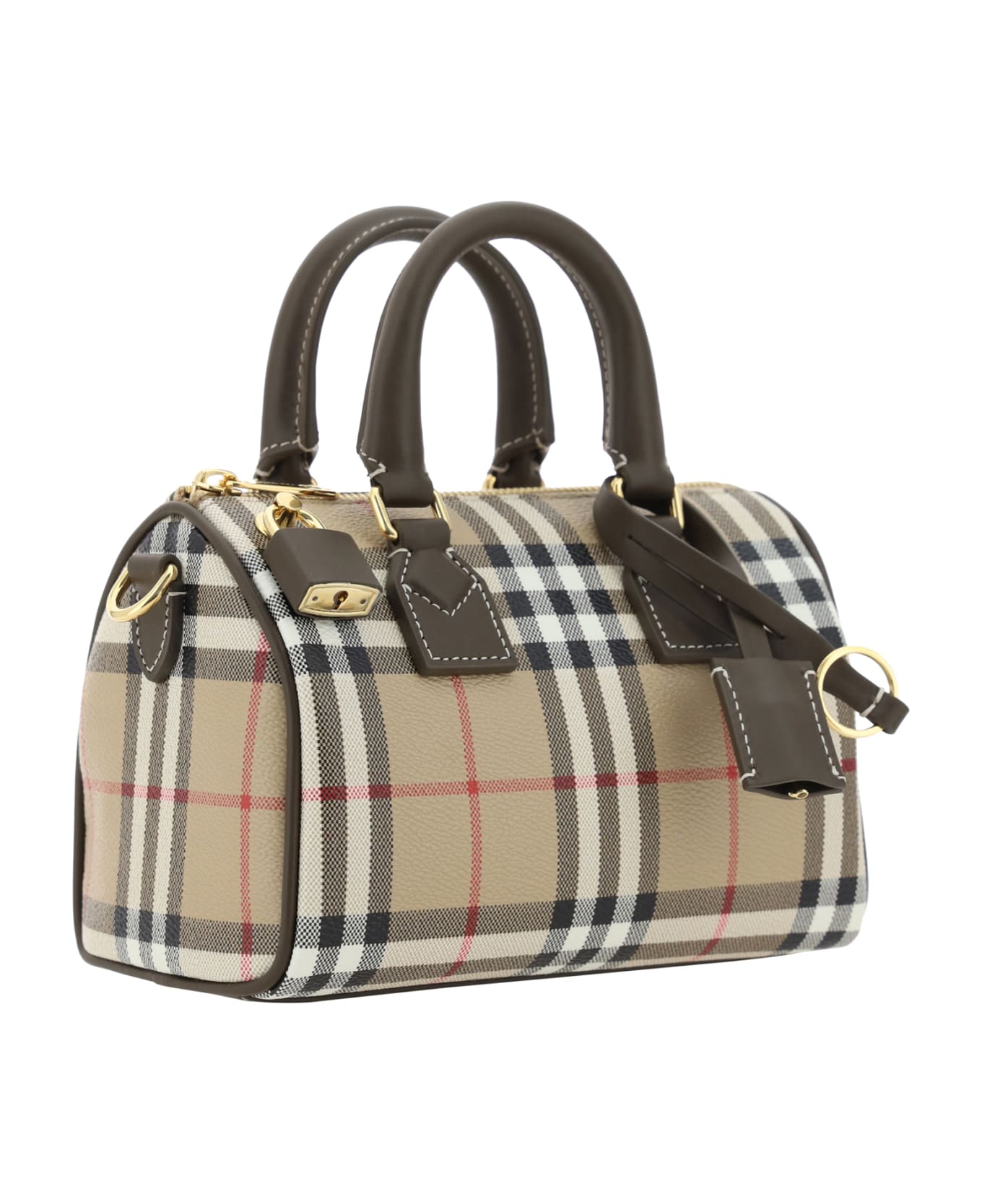 Burberry(正規品/関税送料込み) Check medium bowling bag Medium Check Bowling Bag in Dark birch brown - Women