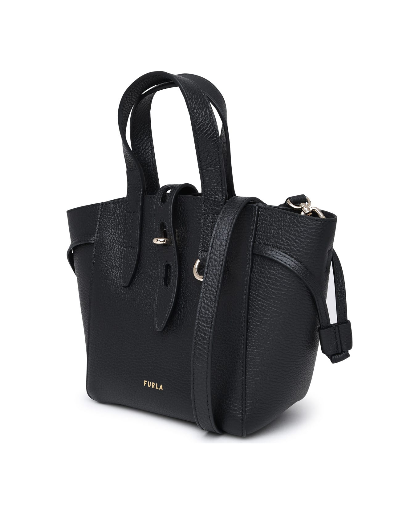 Furla Black Leather Net Mini Tote Bag - Nero トートバッグ