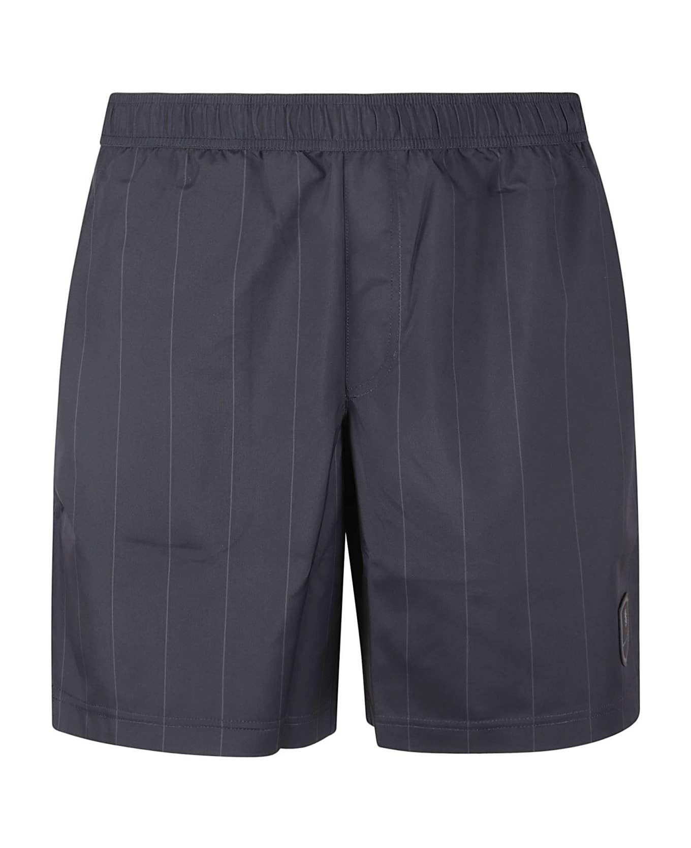 Brunello Cucinelli Logo Patched Stripe Shorts - Blue/Grey