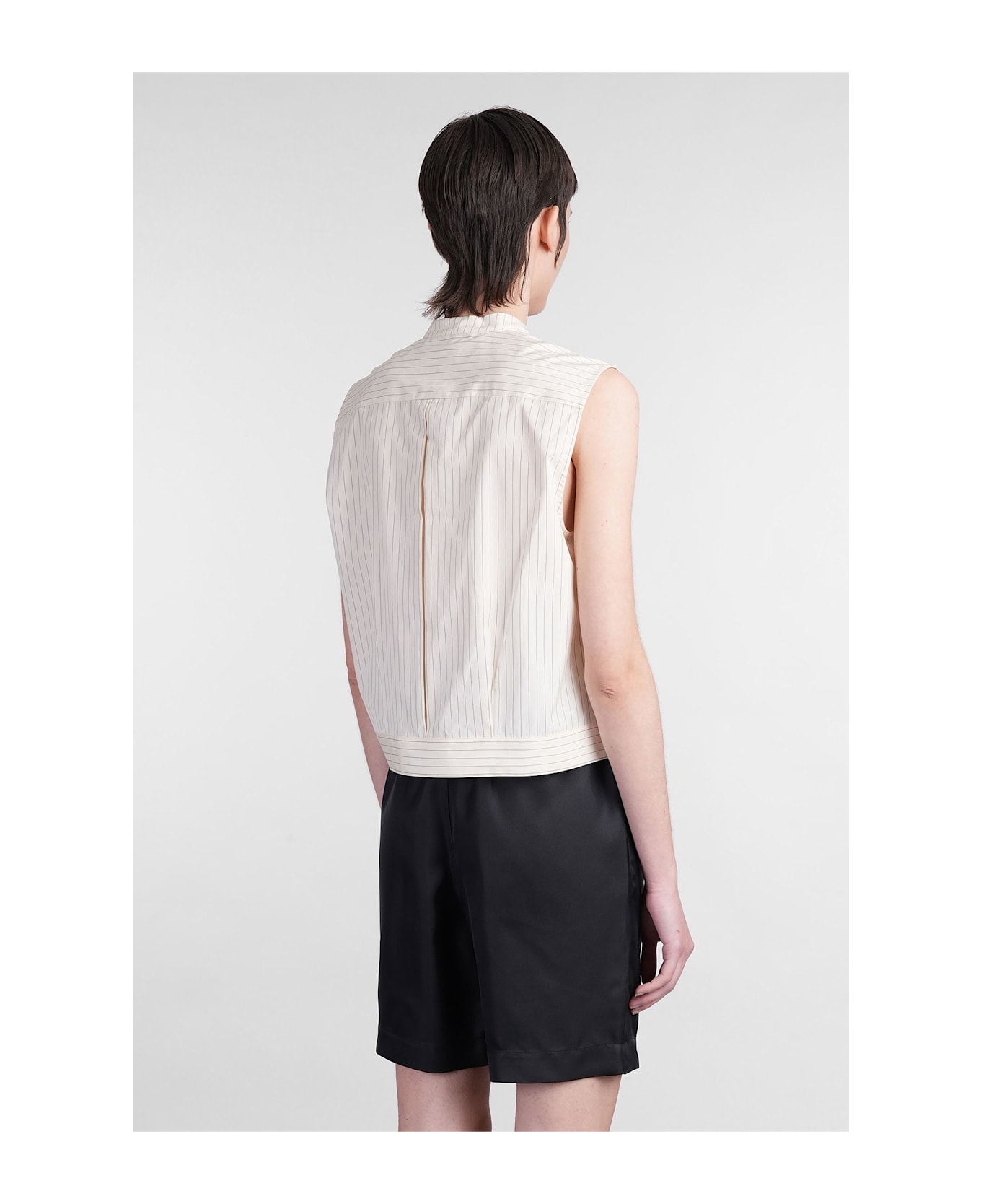 Loulou Studio Hale Stripes Shirt In Beige Cotton - beige