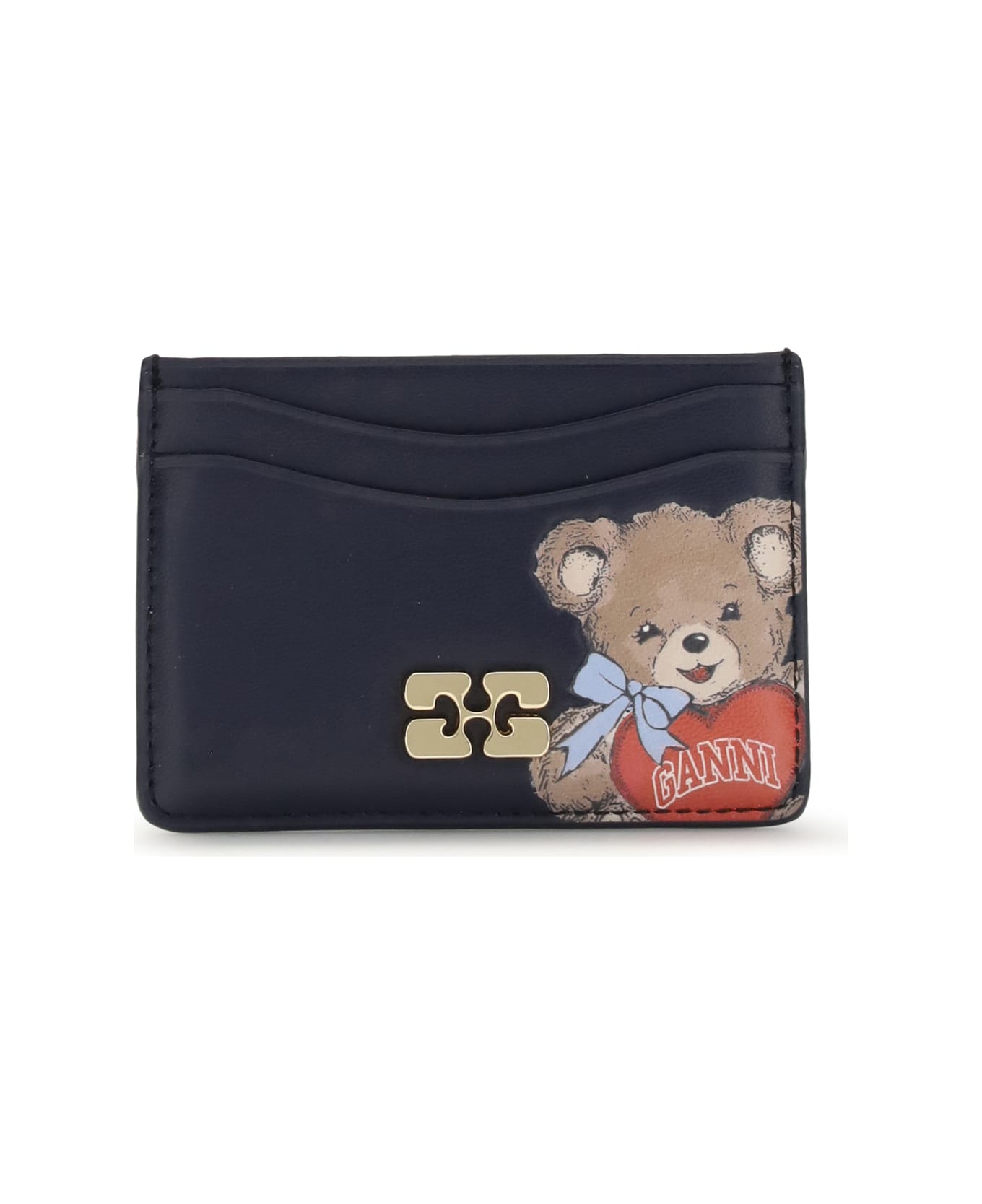 Ganni Bou Card Holder With Bear
