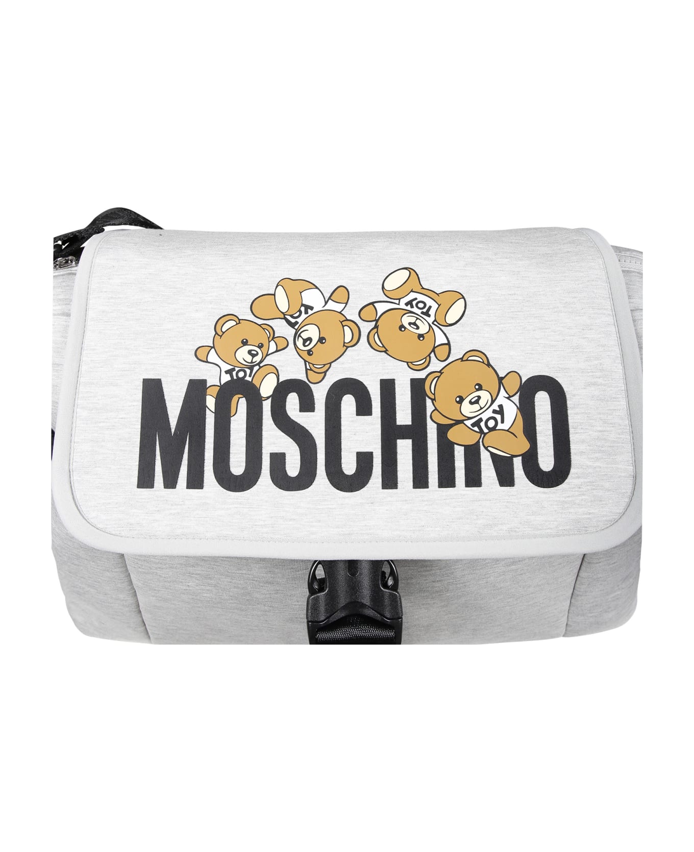 Moschino Gray Mother Bag For Babies With Teddy Bear And Logo - Grey