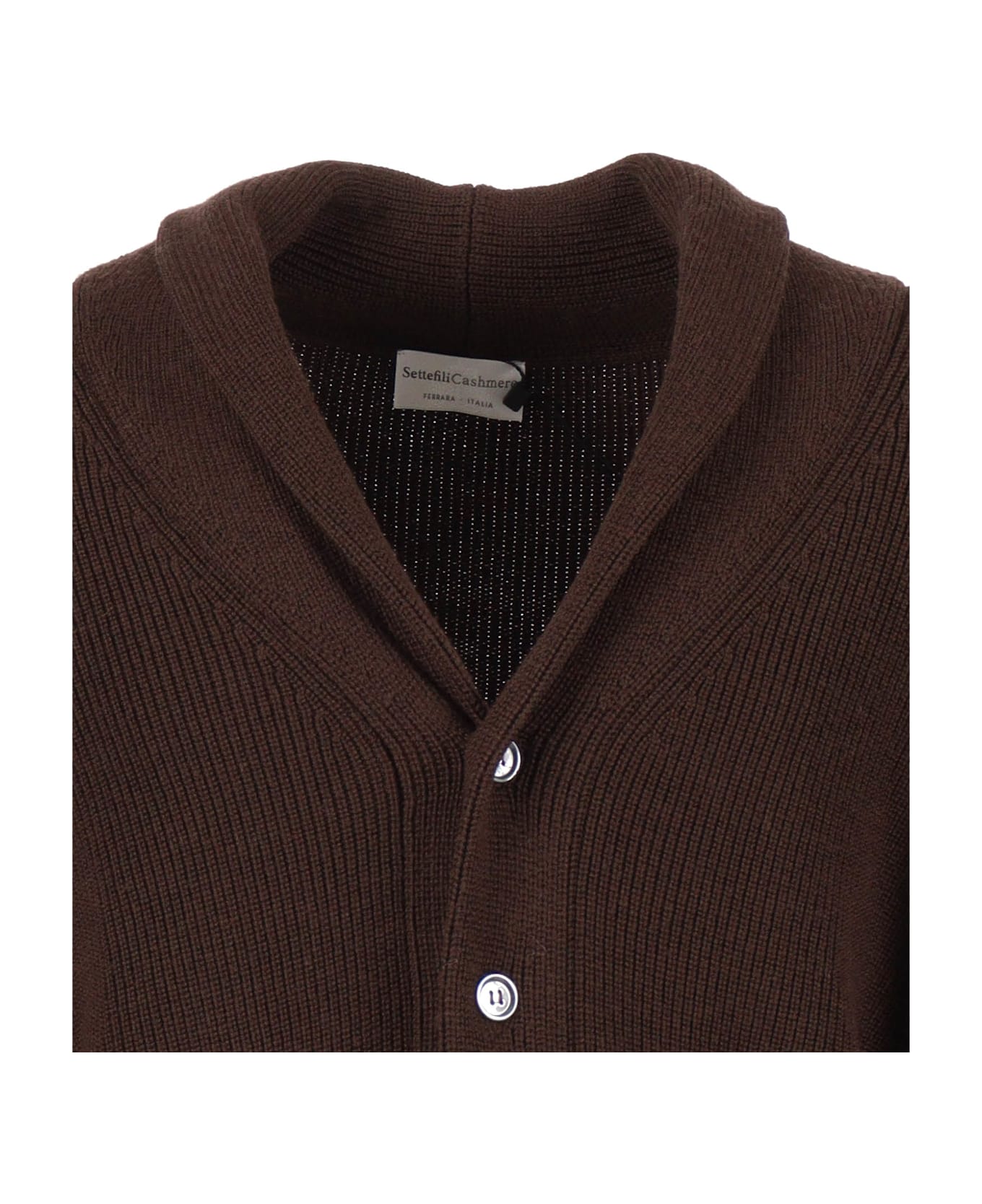 Settefili Cashmere Shawl Collar Cardigan With Pockets - BROWN