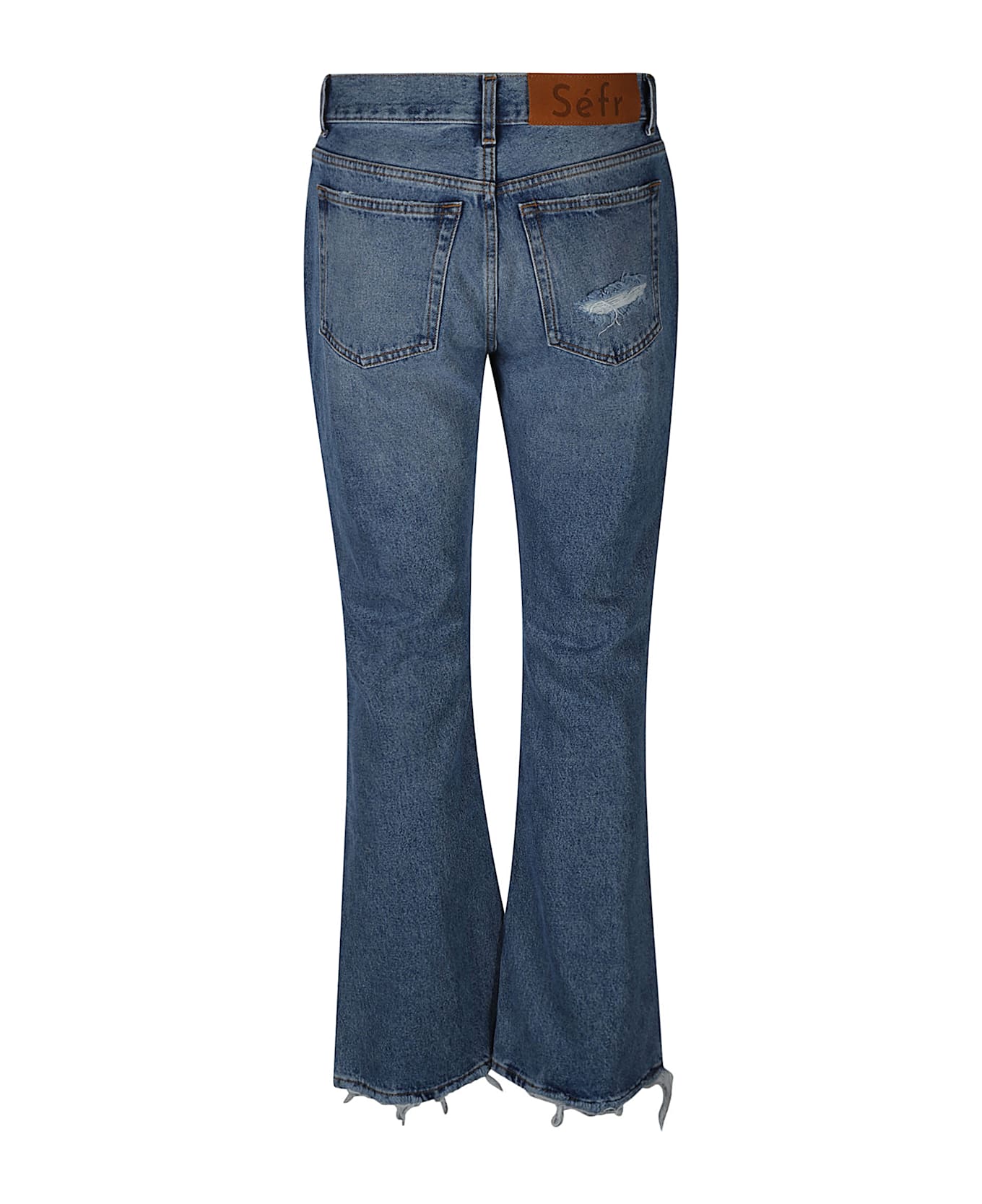 Séfr Rider Cut Jeans - Trashed Mid Blue