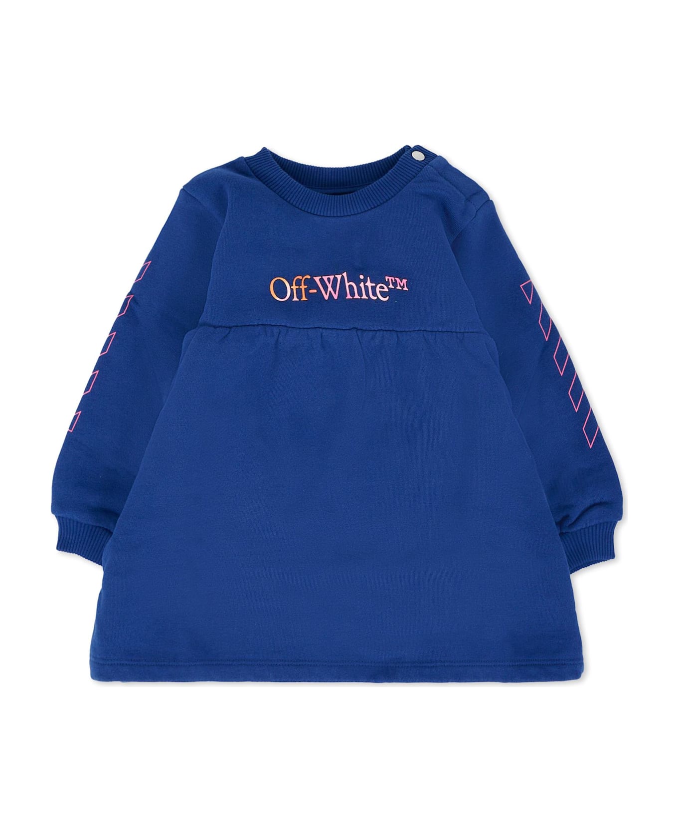 Off-White Blue Dress For Baby Girl With Logo - Blue