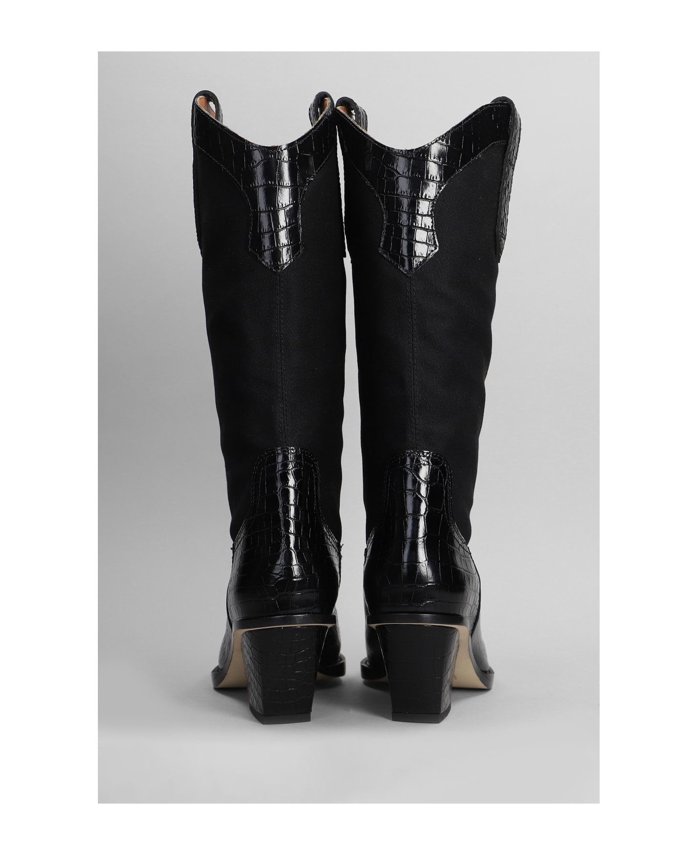 Paris Texas Rosario Texan Boots In Black Leather And Fabric - black ブーツ