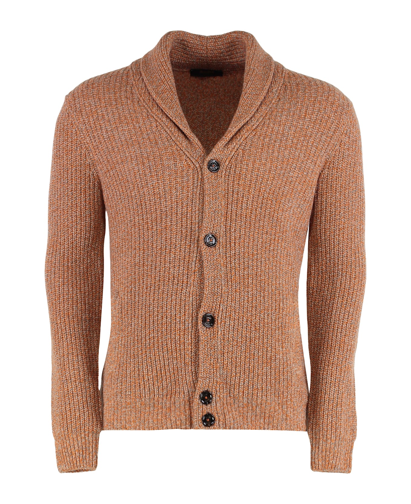 Moorer Cardigan In Wool And Cashmere - Orange