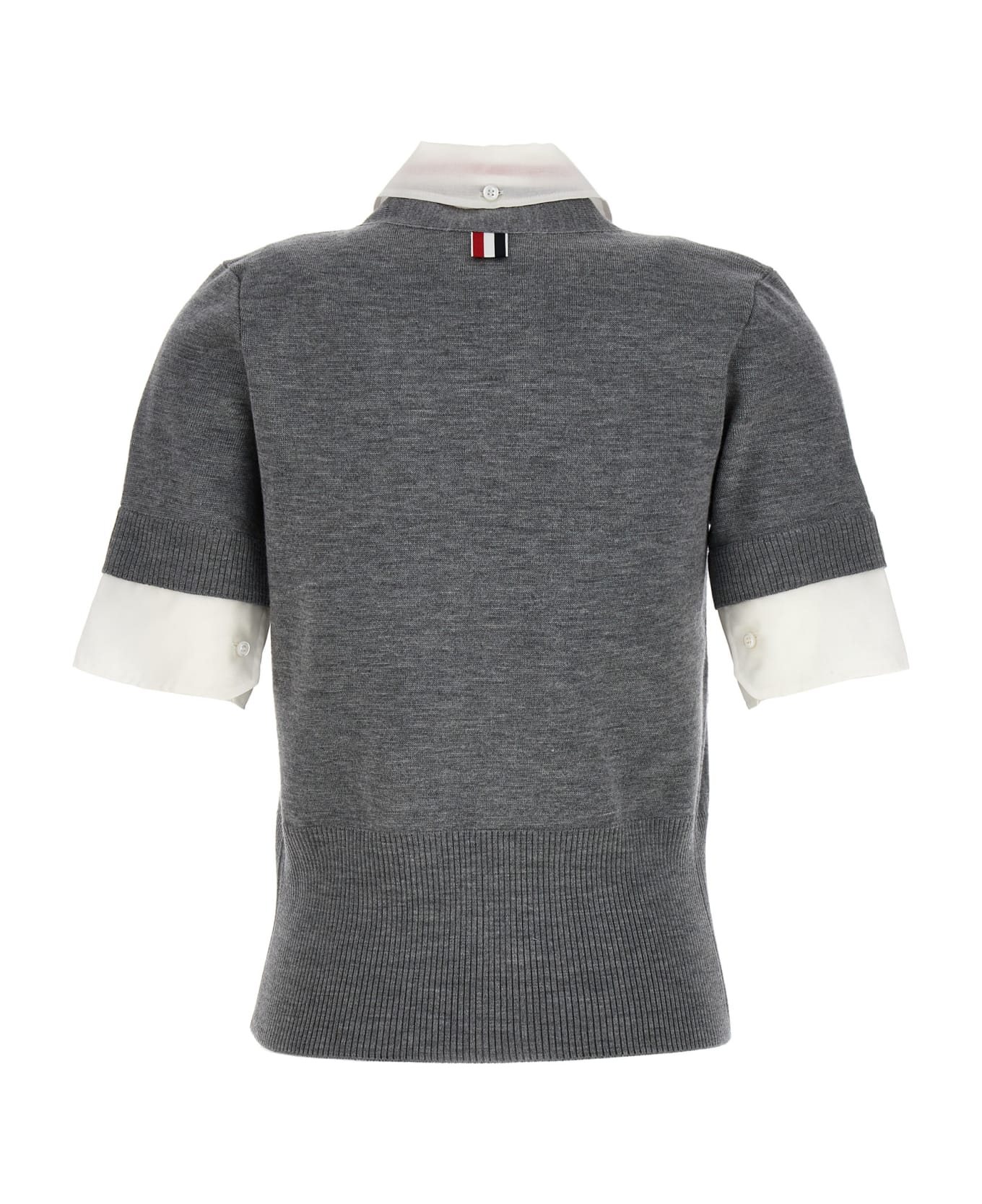 Thom Browne Shirt-insert Cardigan - Lt Grey