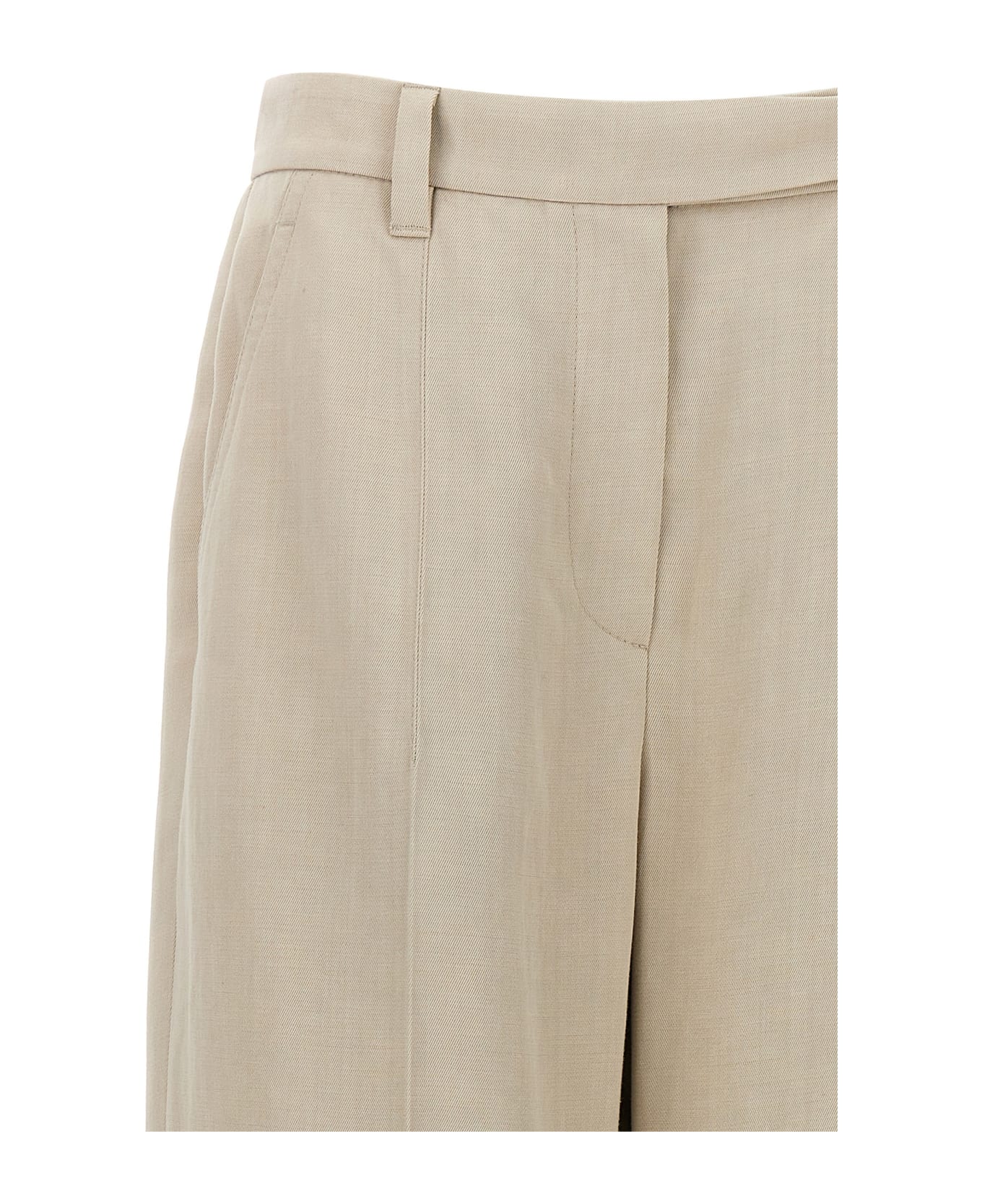 Brunello Cucinelli Pants With Front Pleats - Sand