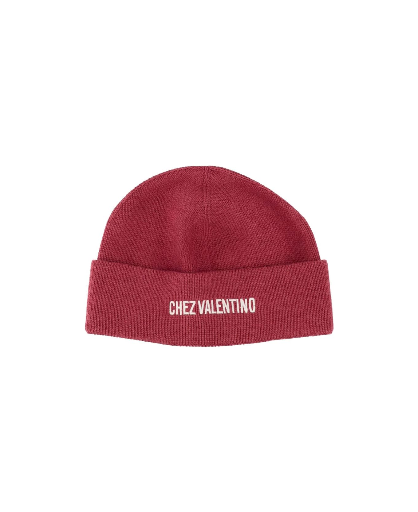 Valentino Garavani Chez Valentino Cotton And Wool Beanie - Red