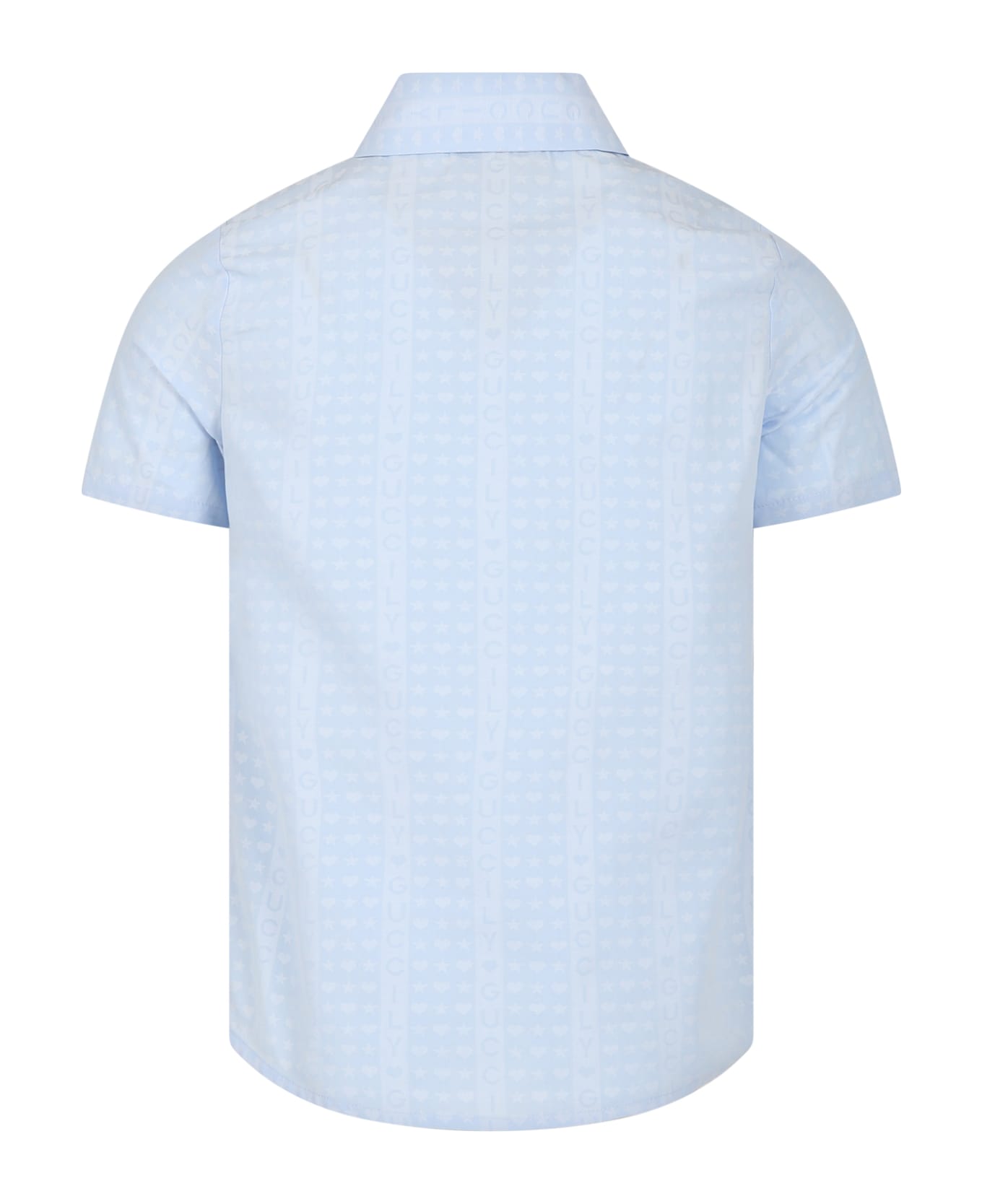 Gucci Light Blue Shirt For Girl With "guccily" Writing - Light Blue