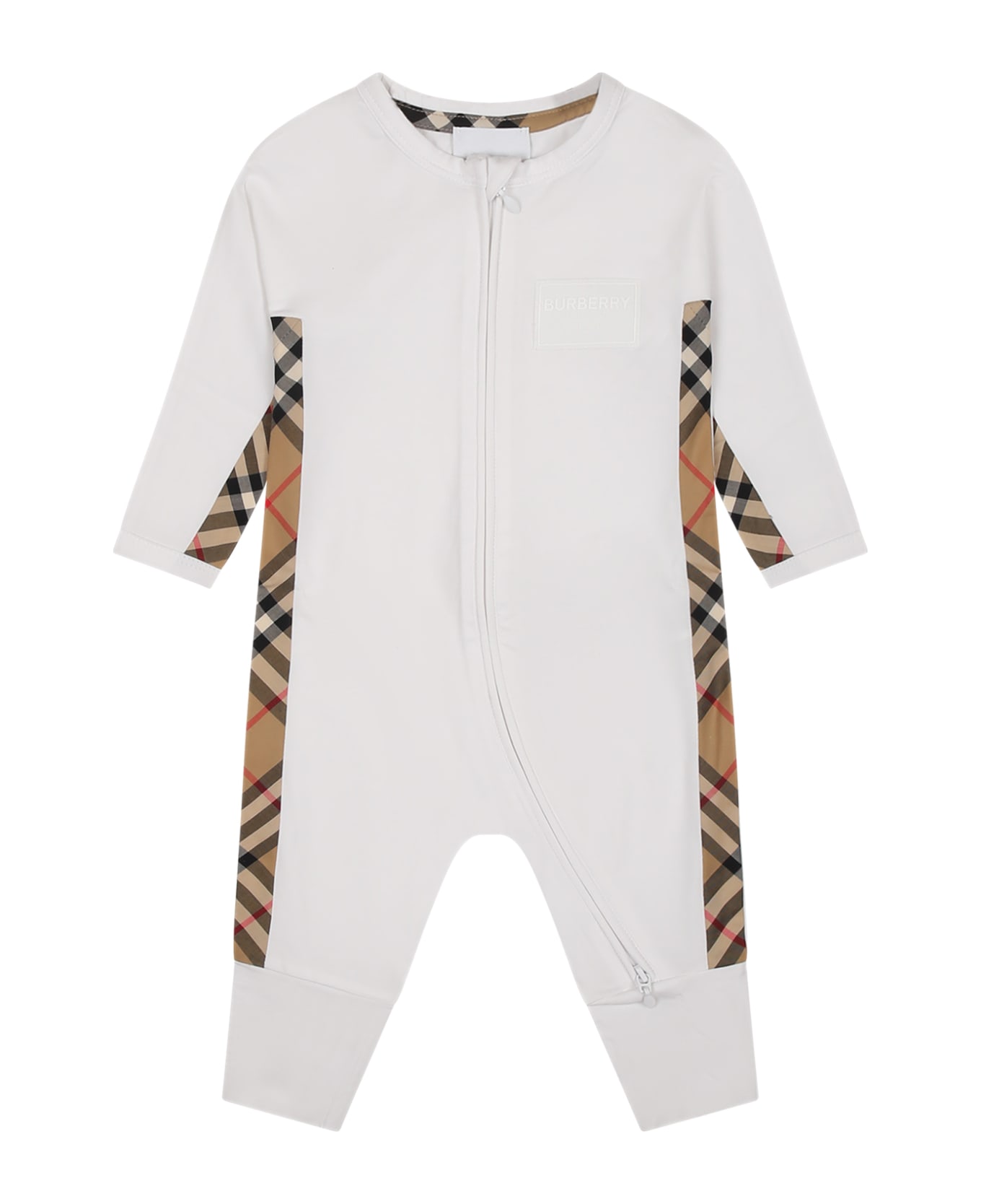 Burberry White Set For Babykids With Logo - White ボディスーツ＆セットアップ
