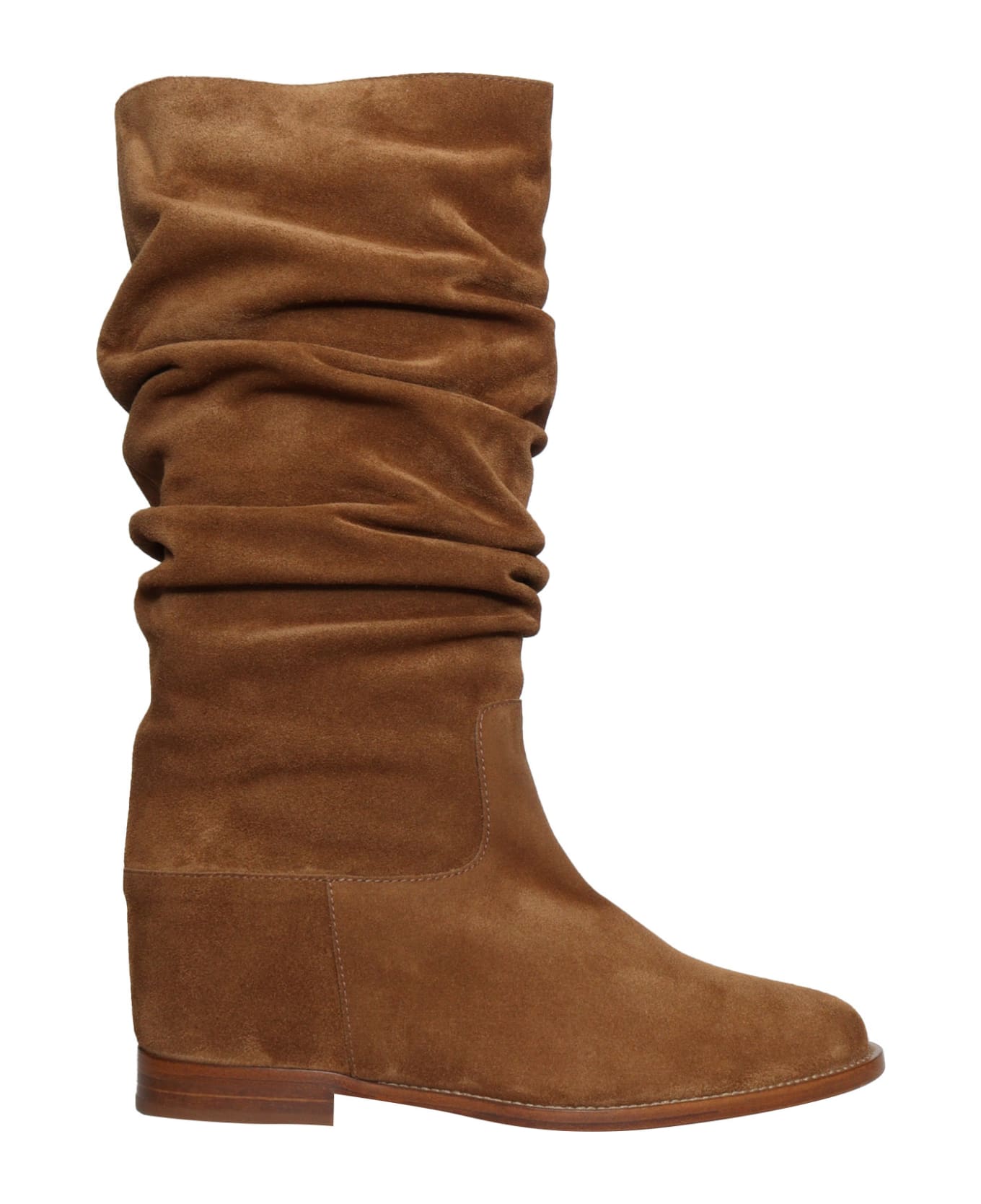Via Roma 15 Brown Curled Boot - BROWN