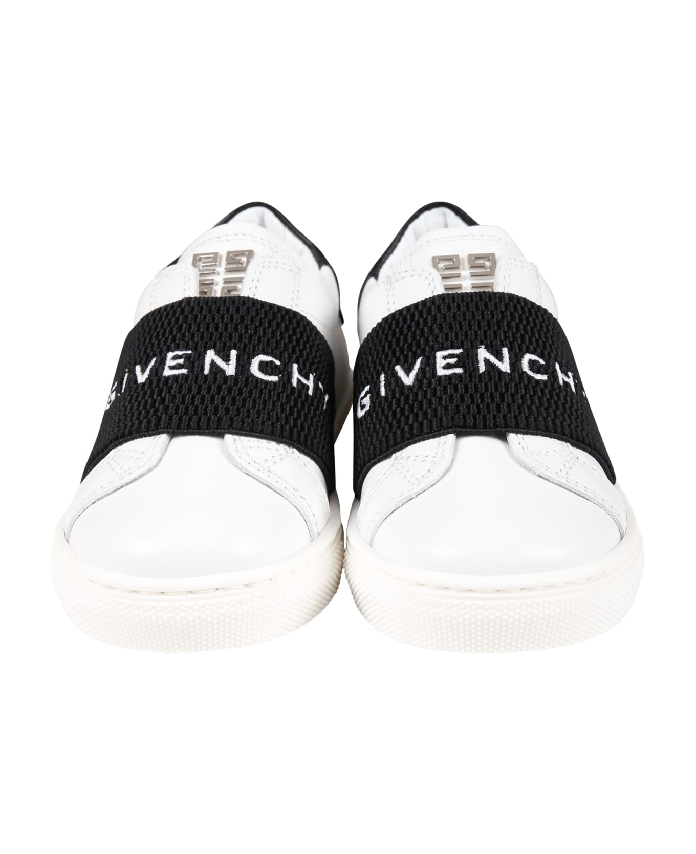 Givenchy White Sneakers For Babies With Logoed  Black Band - White