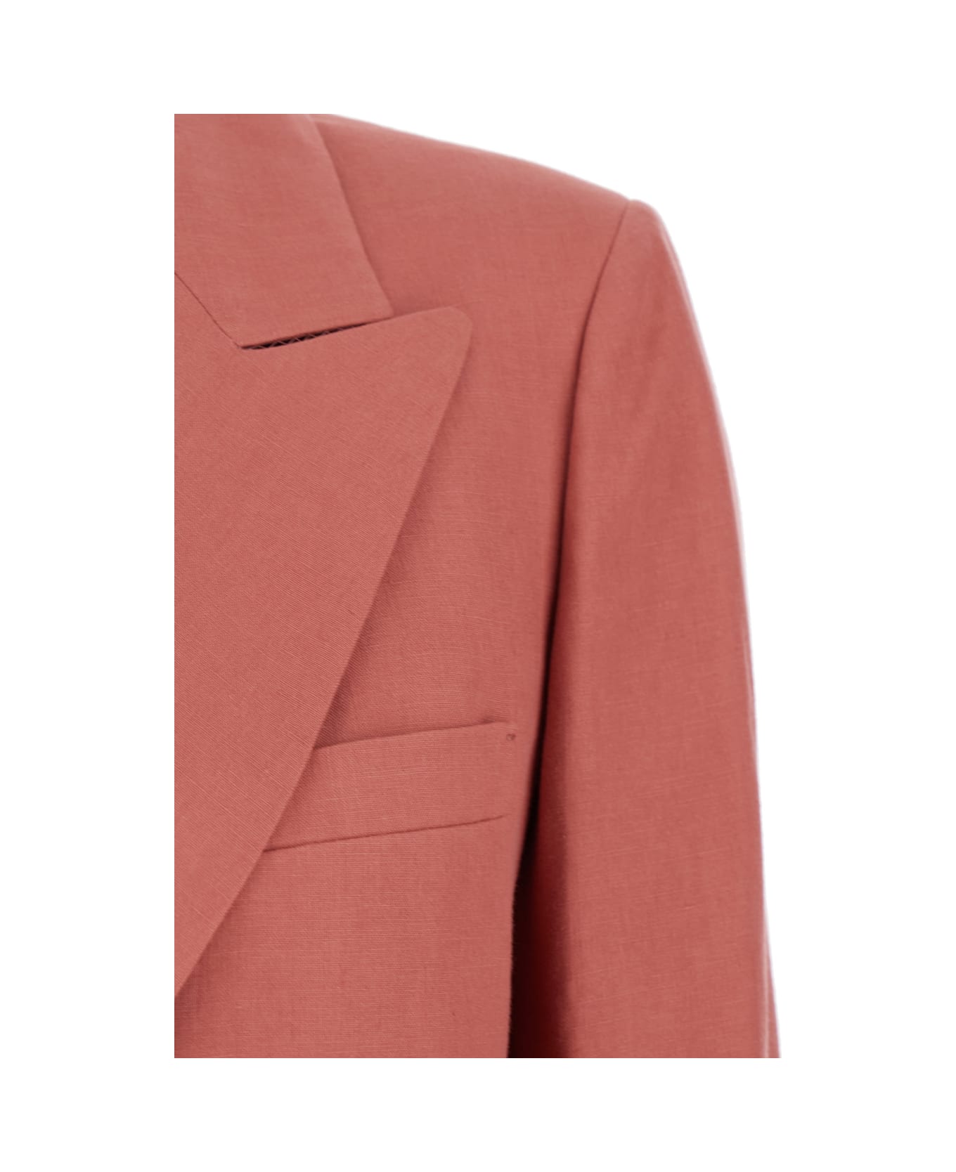 Blazé Milano 
mdday Sun
 Pink Double-breasted Jacket With Peak Revers In Linen Woman - Pink