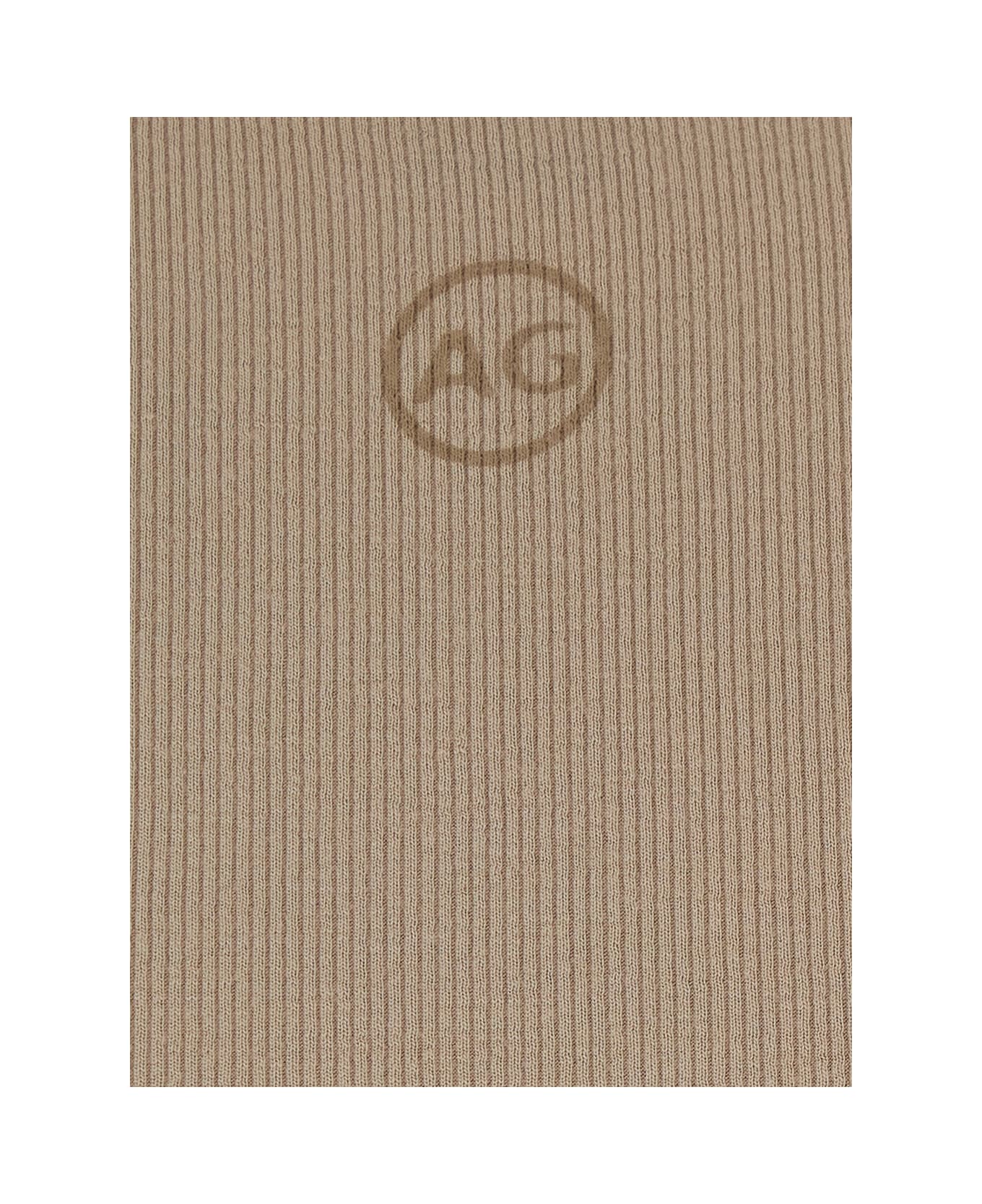AG Jeans Beige Top With Logo Printed On The Back In Modal Blend Woman - Beige
