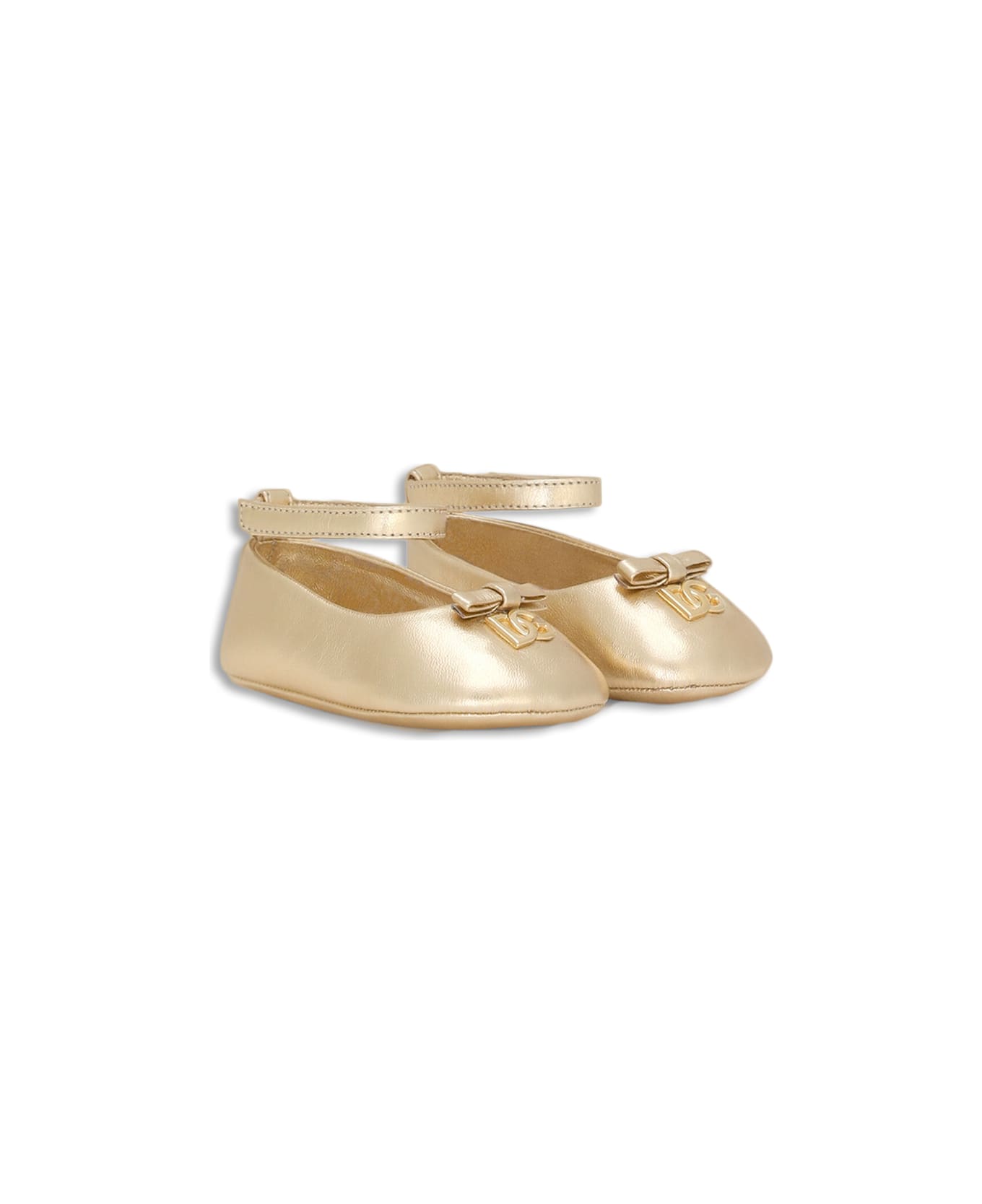 Dolce & Gabbana Ballerina In Laminated Nappa - Gold