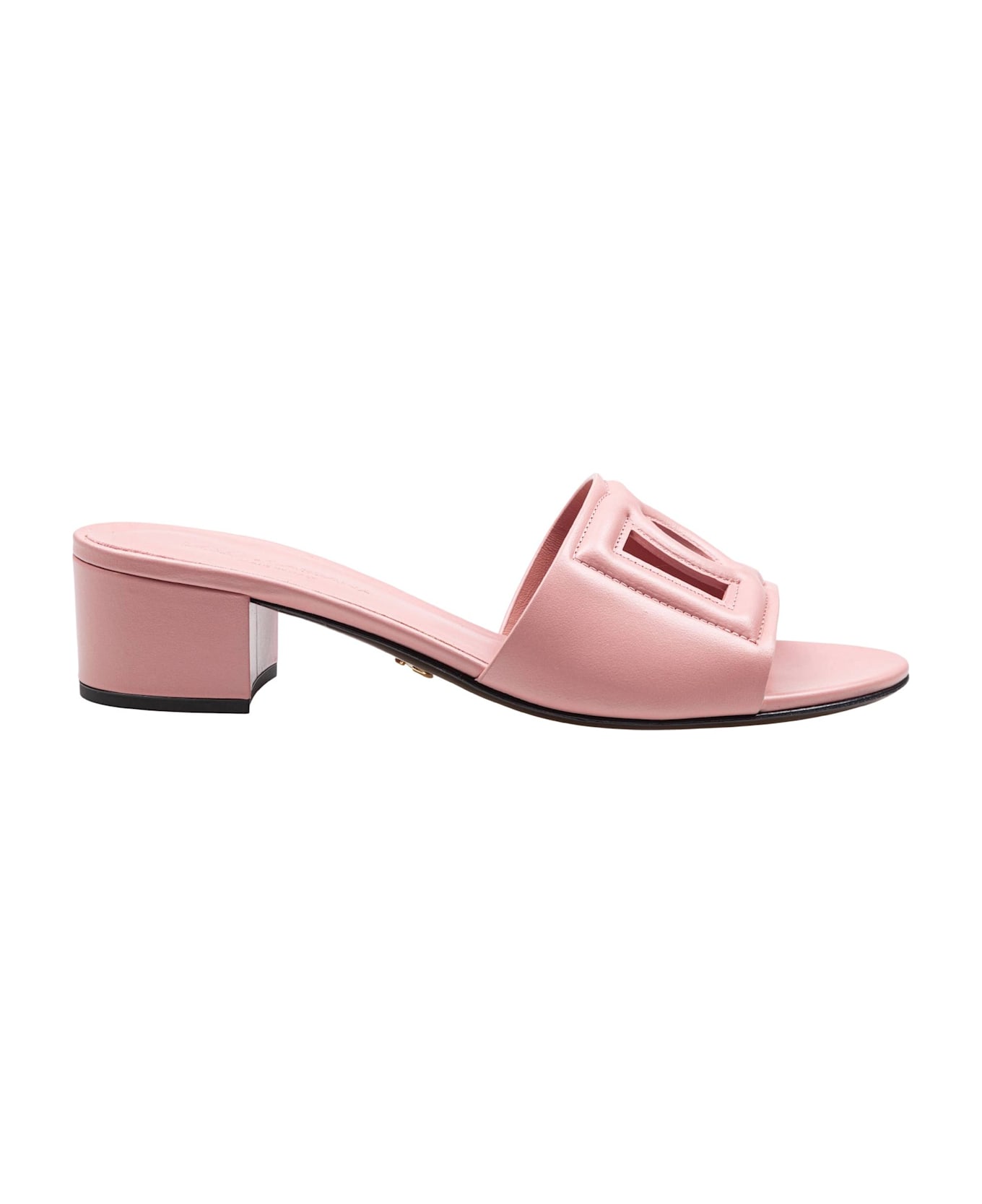 Dolce & Gabbana Pink Leather Mule With Dg Logo - PINK