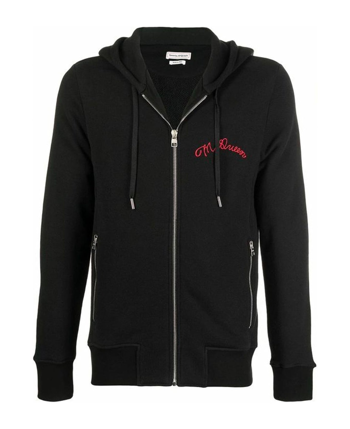 Alexander McQueen Hooded Zipped Sweatshirt - Black フリース