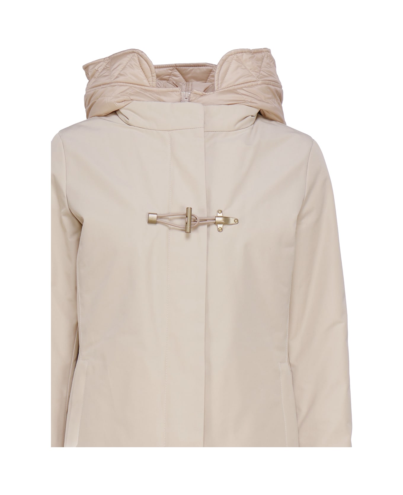 Fay Toggle Down Jacket With Hood - Beige