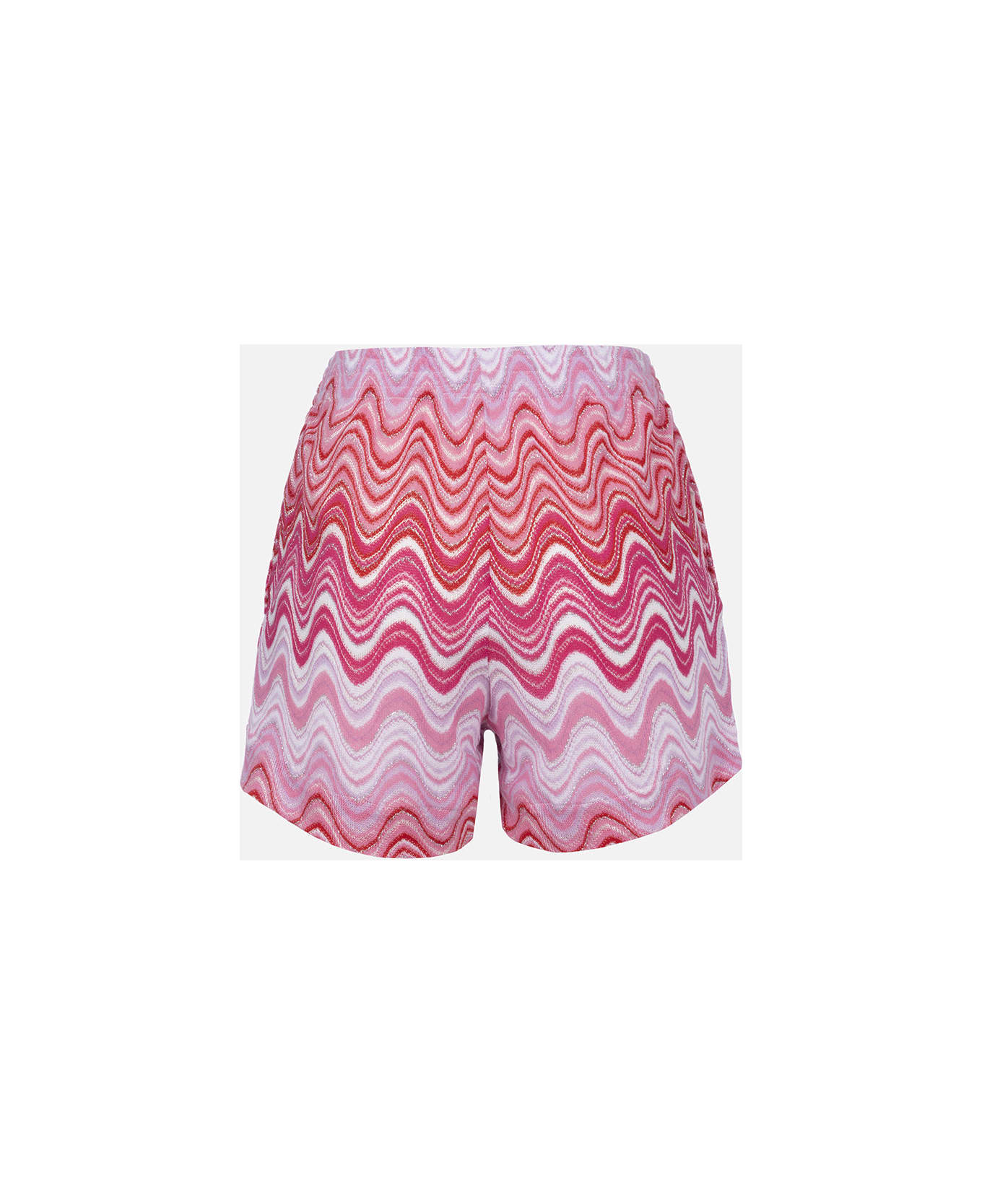 MC2 Saint Barth Woman Rachel Knit Fabric Pull Up Shorts Meave - PINK