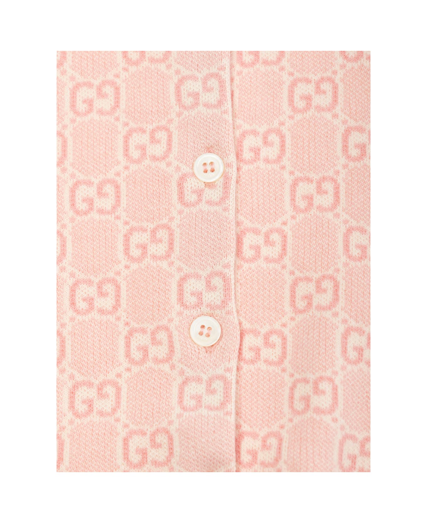 Gucci Pink Cardigan With All-over Gg Motif In Cotton Girls - Pink
