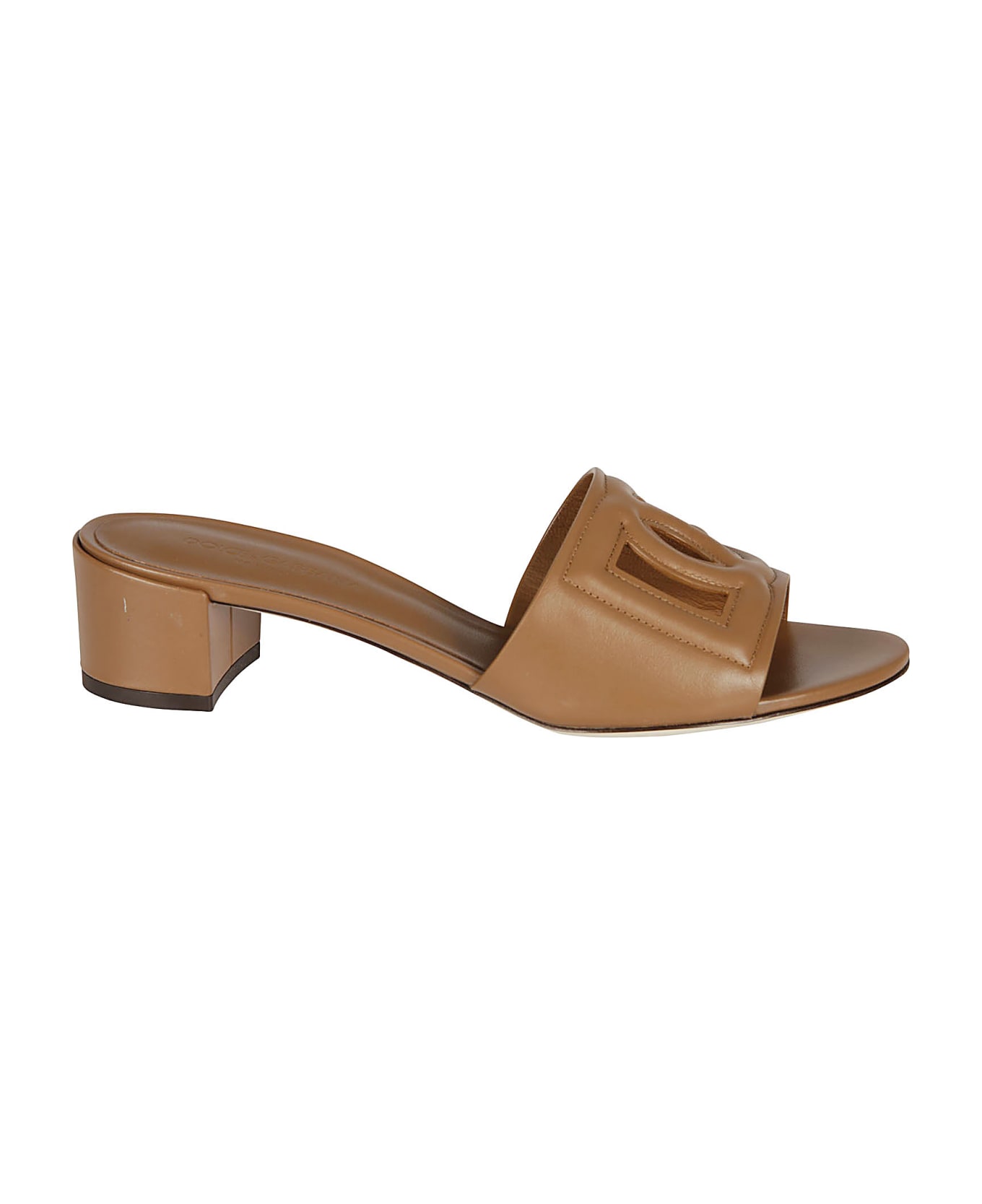 Dolce & Gabbana Logo Quilted Sliders - Marrone