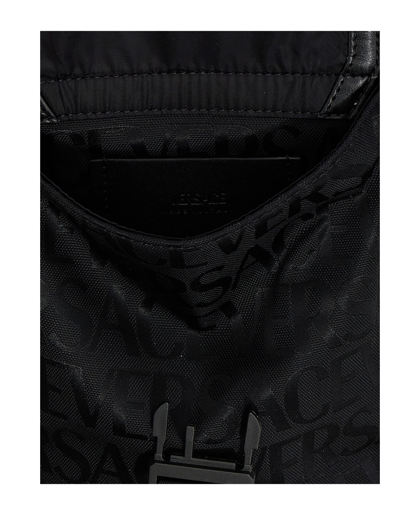 Versace Technical Fabric Backpack With Logo - black バックパック