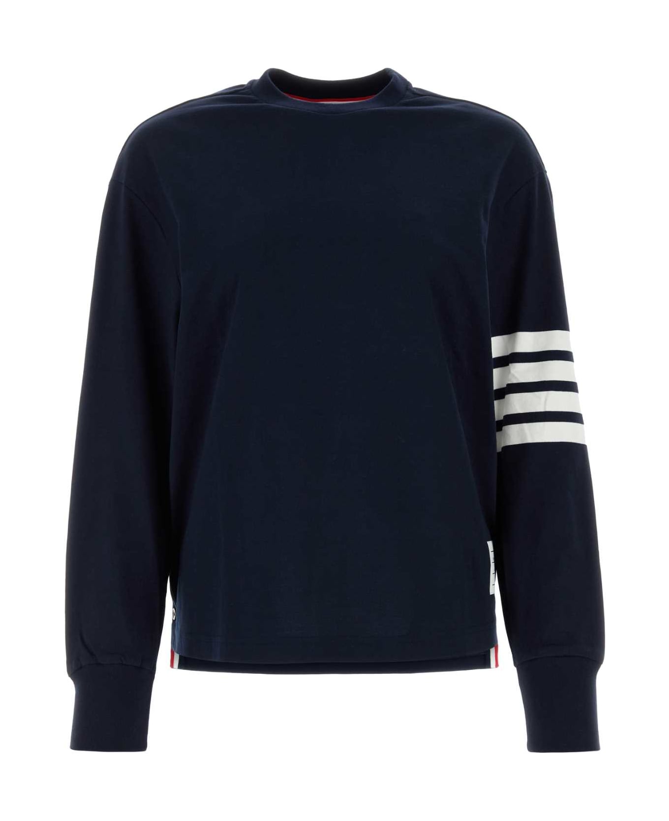 Thom Browne T-shirt In Cotone Blue Notte - 415