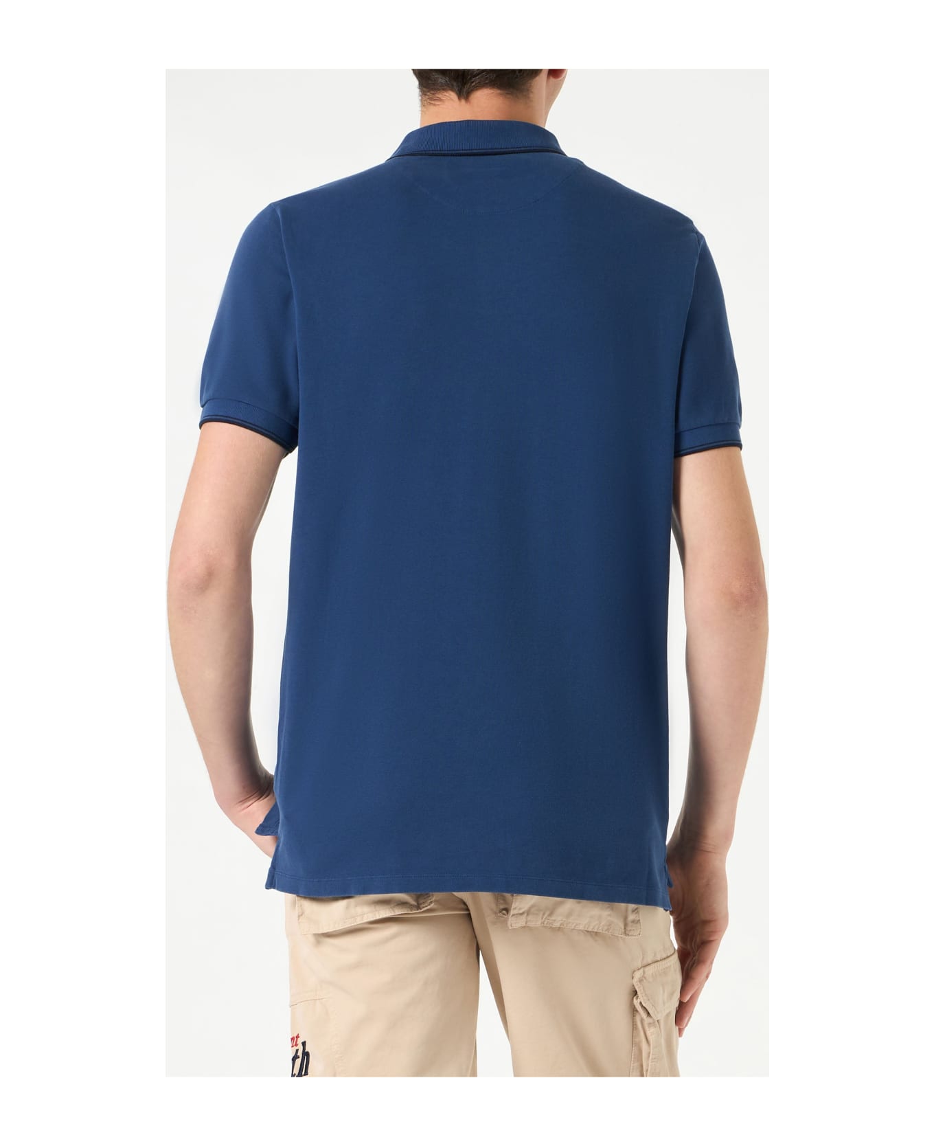 MC2 Saint Barth Blue Denim Piquet Polo With St. Barth Logo - BLUE