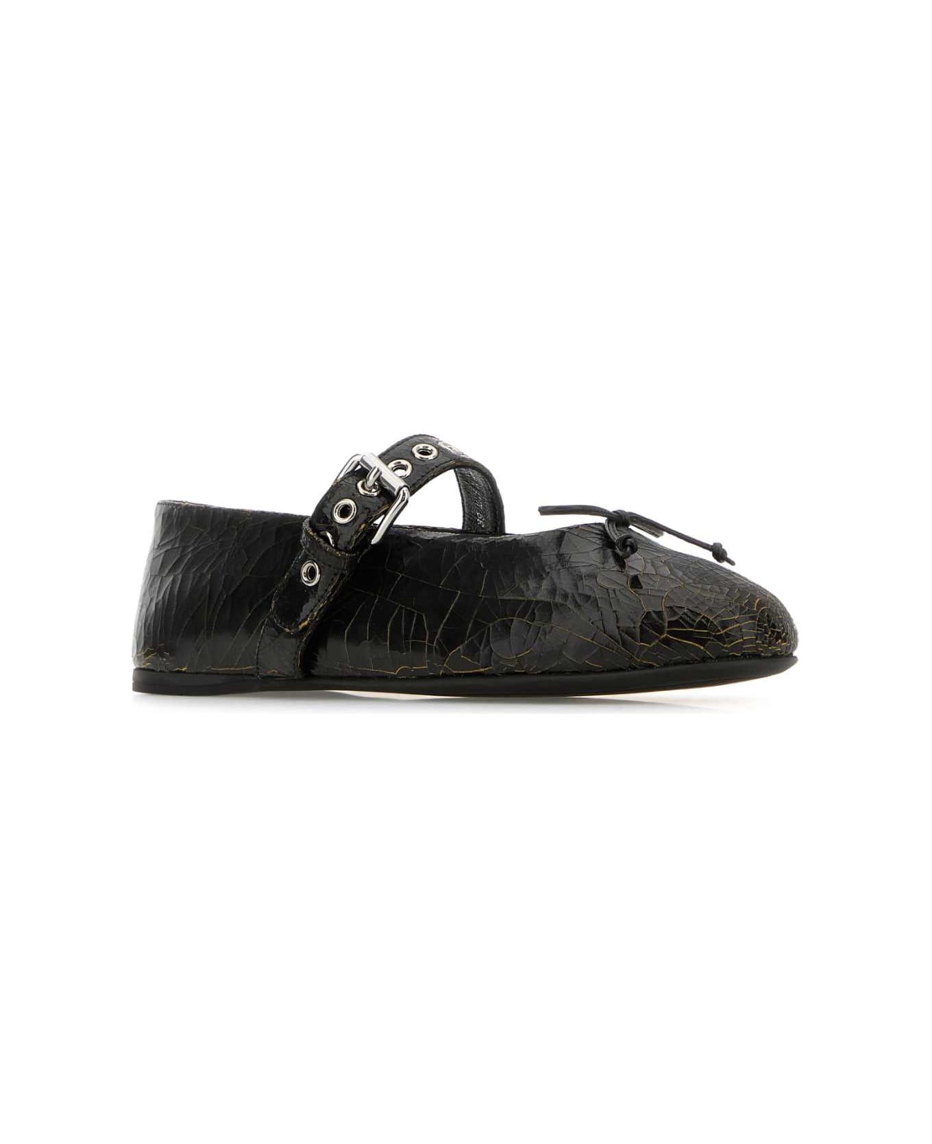 Miu Miu Black Leather Ballerinas - EBANO