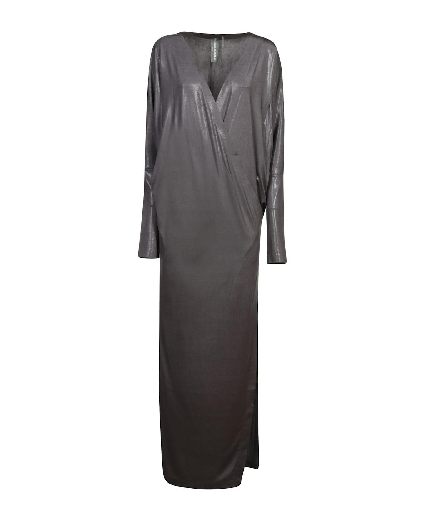 Norma Kamali Grey Long Wrap Side Slit Dress - Grey