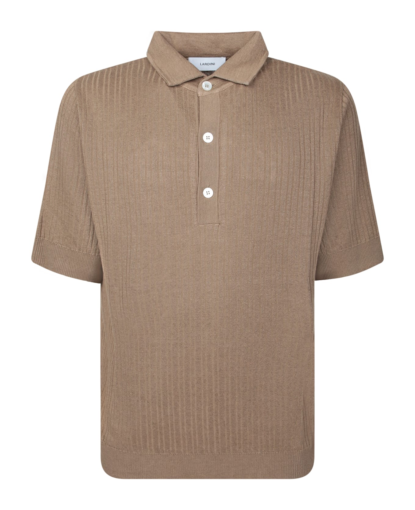 Lardini Brown Cotton And Linen Polo Shirt - Brown