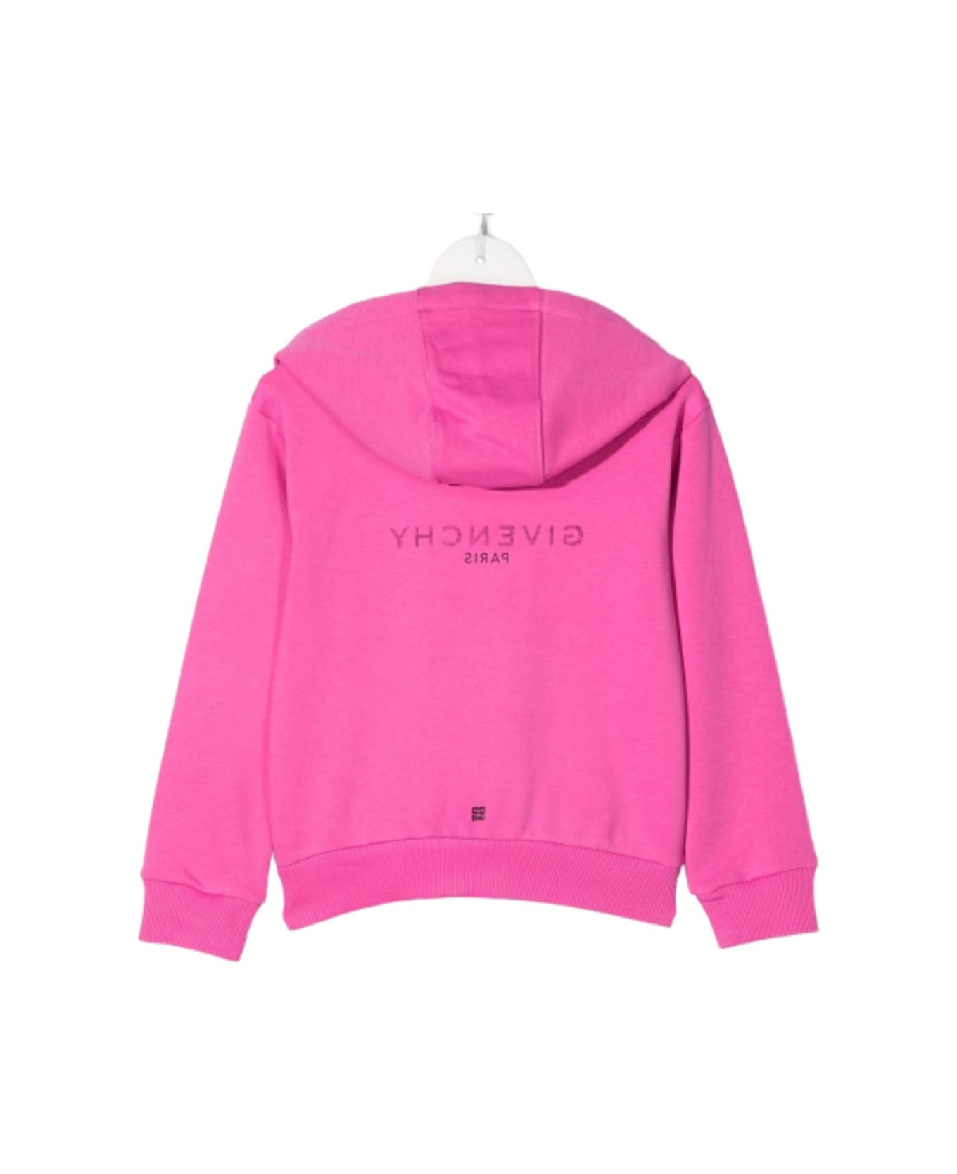 Givenchy Girl Pink Blend Cotton Hoodie With Logo Print - Rosso