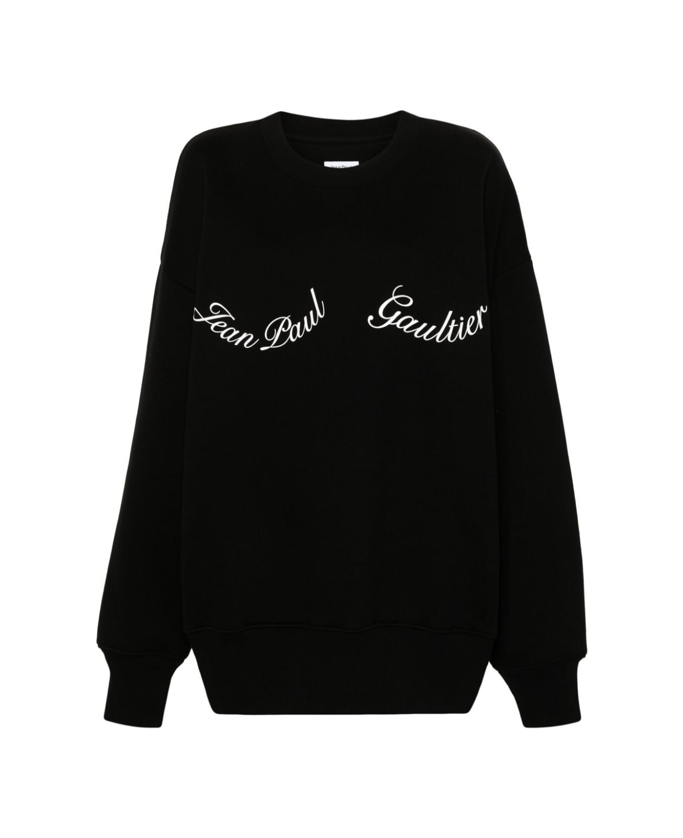 Jean Paul Gaultier Crewneck Cotton Sweatshirt With "" Detail - Black White フリース