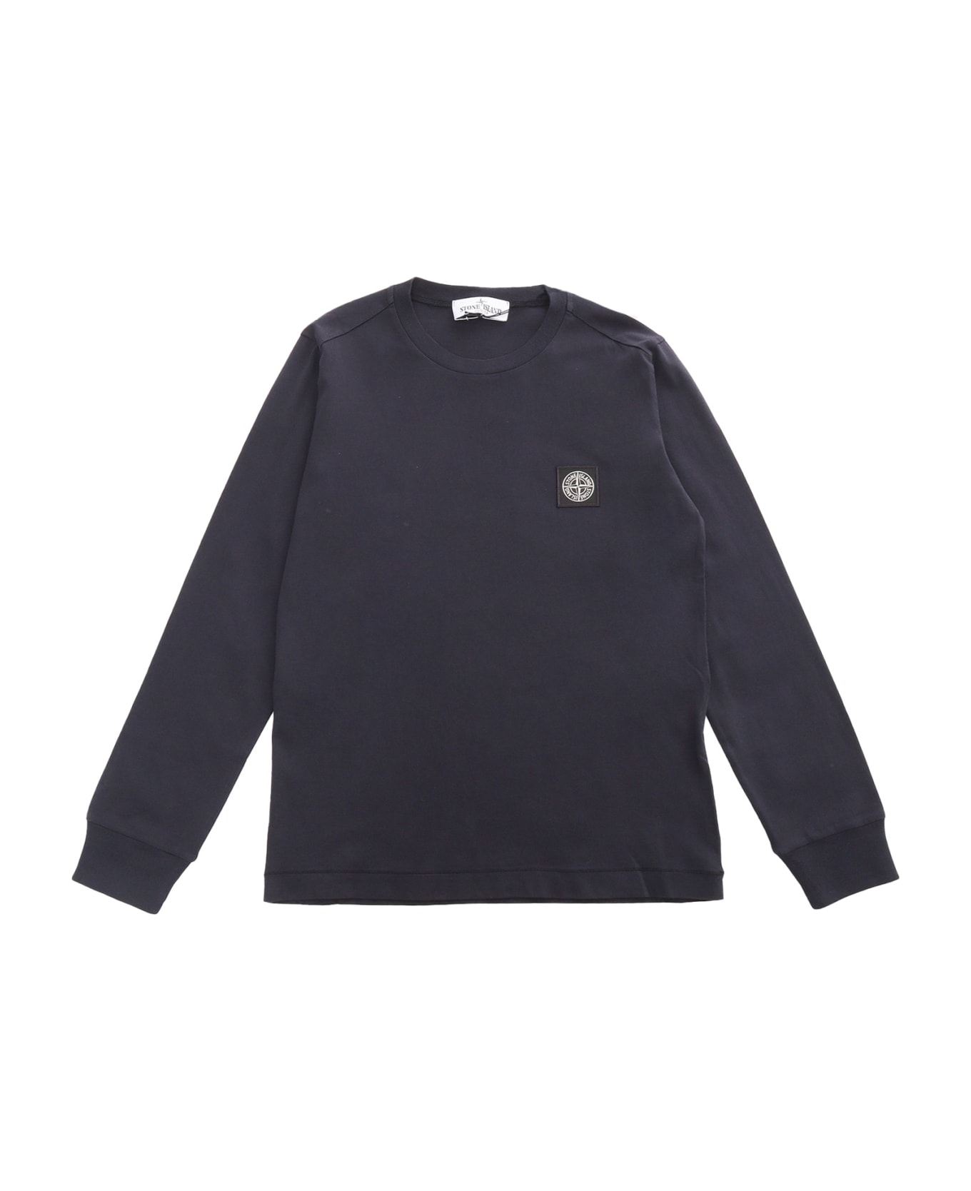 Stone Island Junior Black Sweater With Logo - BLUE
