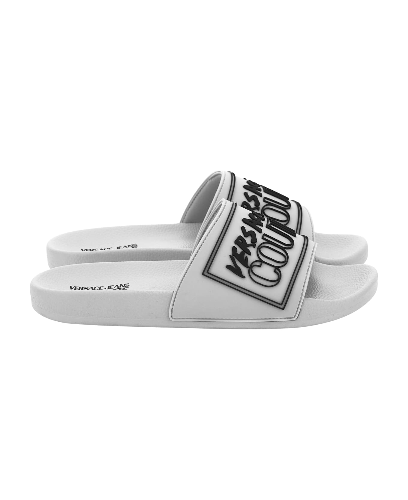 Versace Jeans Couture Men
s Pool Slides - White