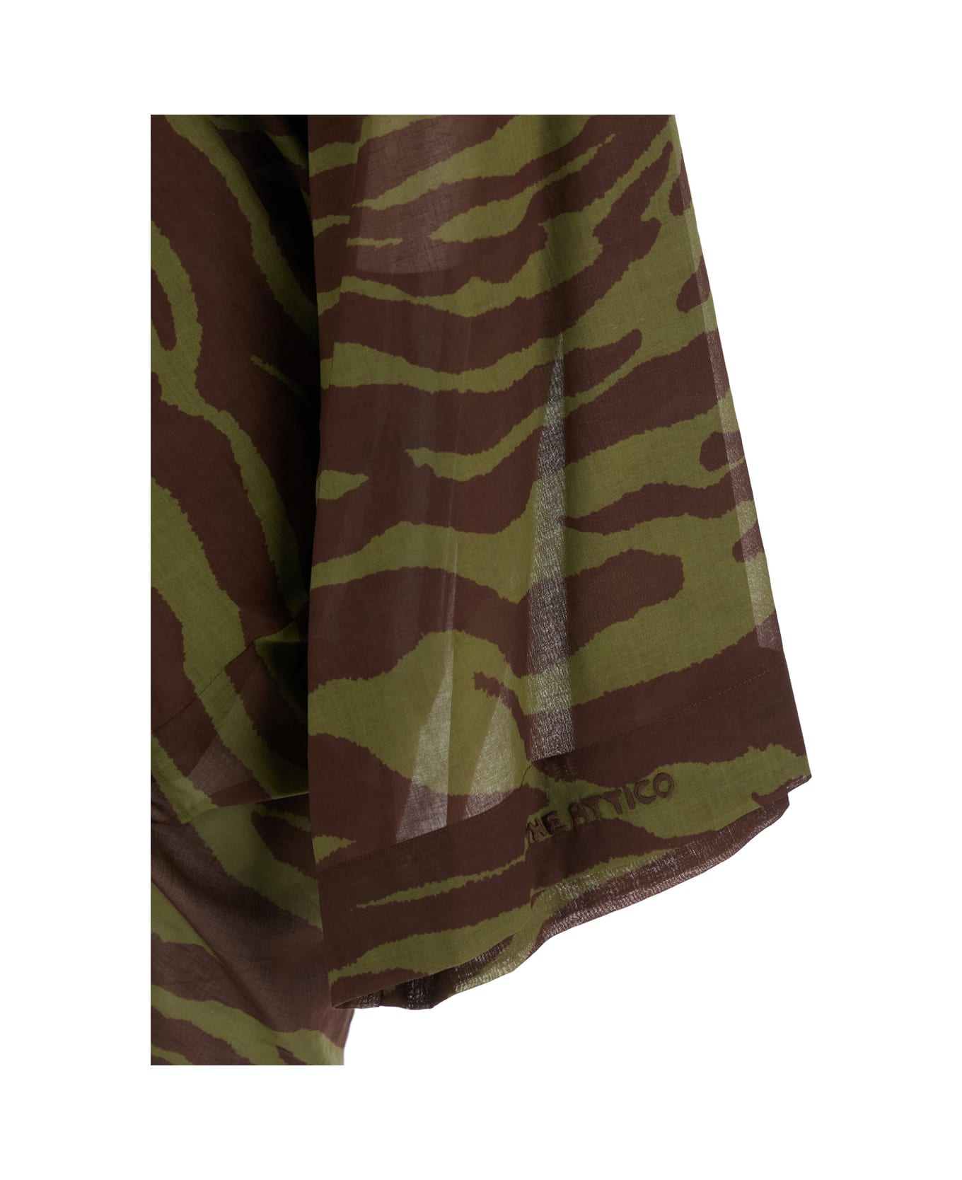 The Attico Green Mini Dress With Plunging V Neck And All-over Print In Cotton Woman - Green
