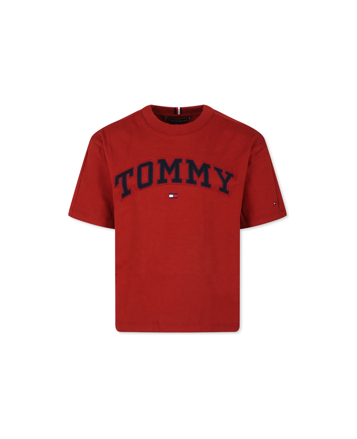 Tommy Hilfiger Red T-shirt For Boy With Logo - Red