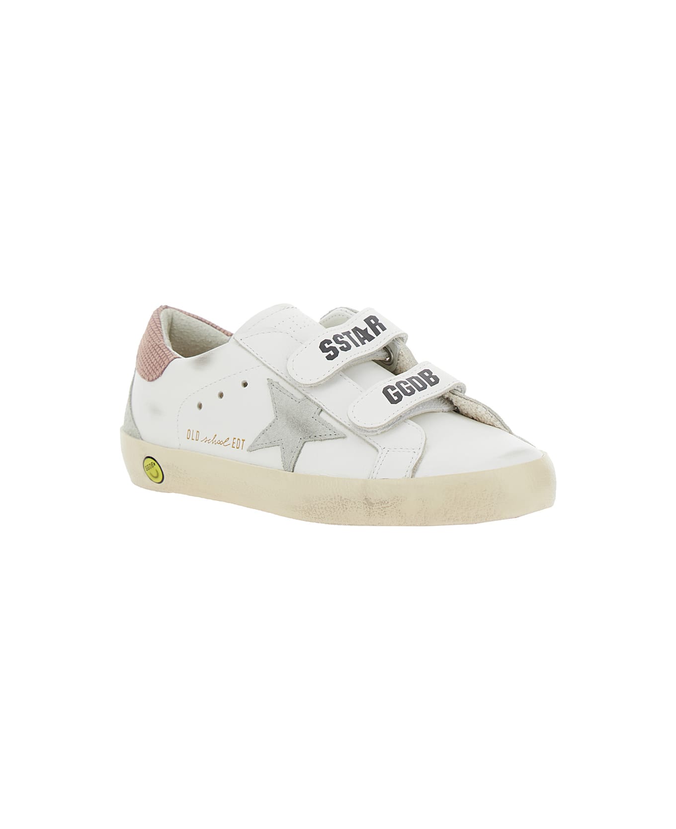 Golden Goose 'old School' White Low Top Sneakers With Star Shaped Patch On The Side And Logo On The Tongue In Leather Girl - White