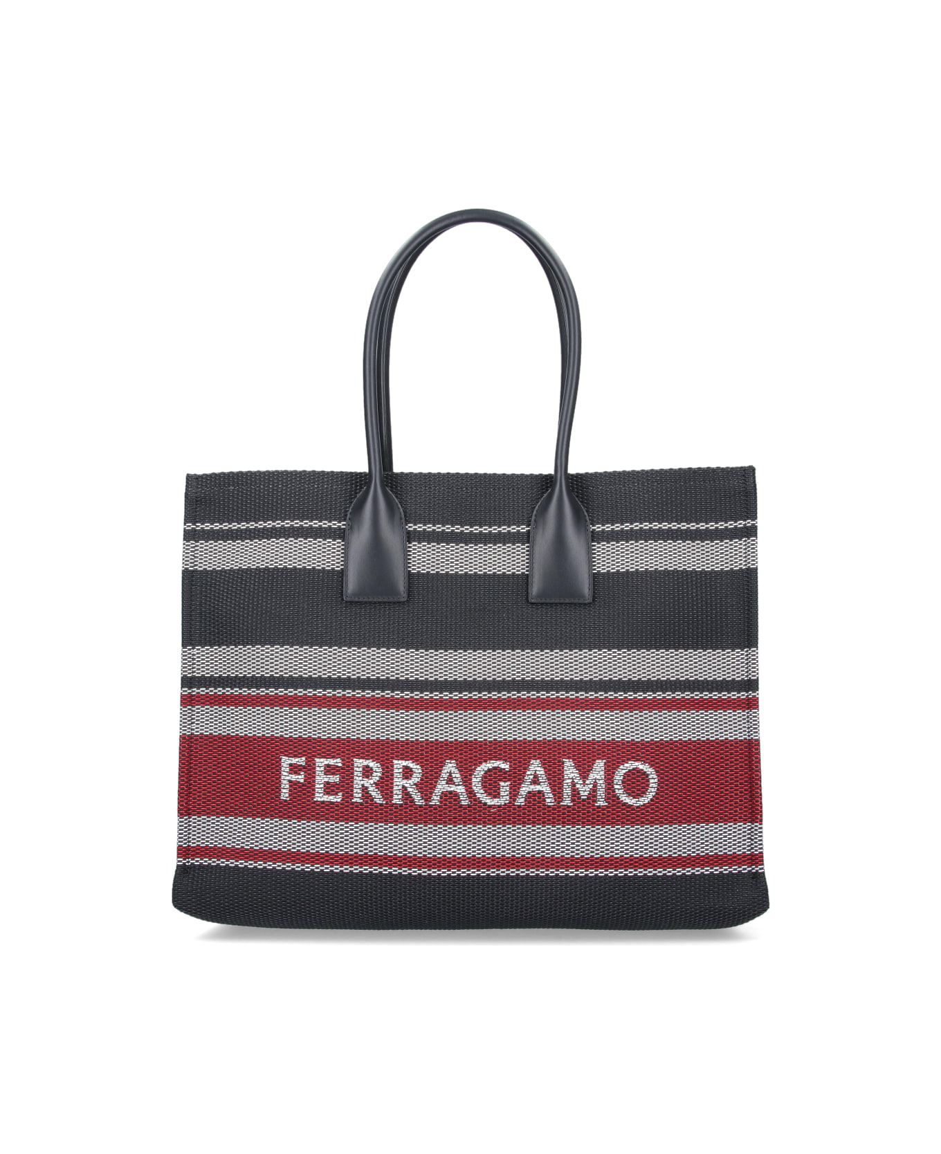 Ferragamo Logo Tote Bag - Black, red バッグ