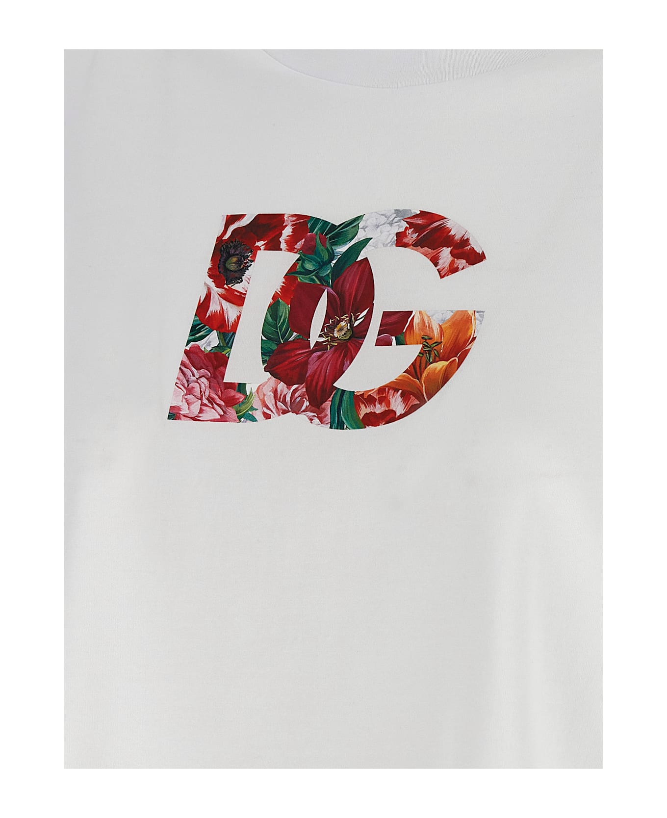 Dolce 
Gabbana Floral Logo T-shirt - White