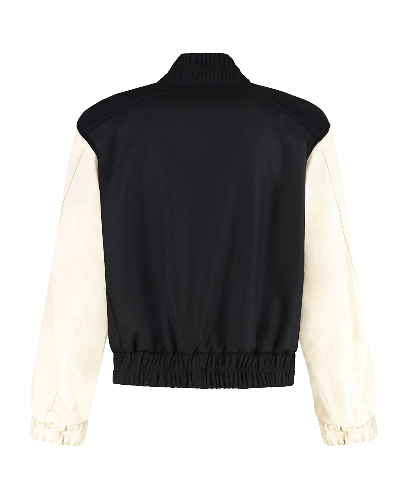 Rhude Leather Sleeves Bomber Jacket - black
